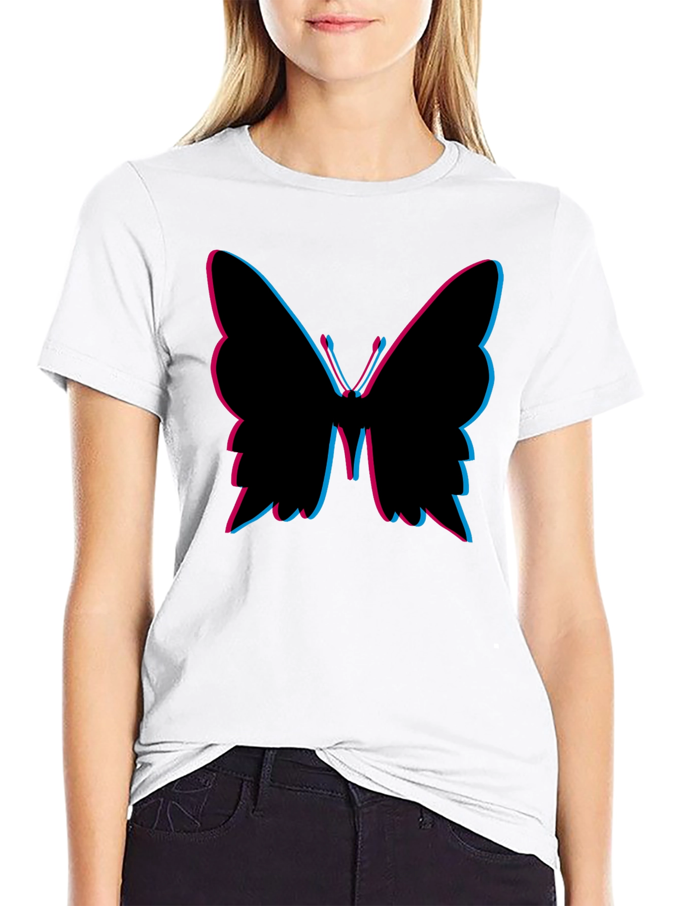 Black Butterfly Graphic Tee - Fashionable Black T-Shirt view 9