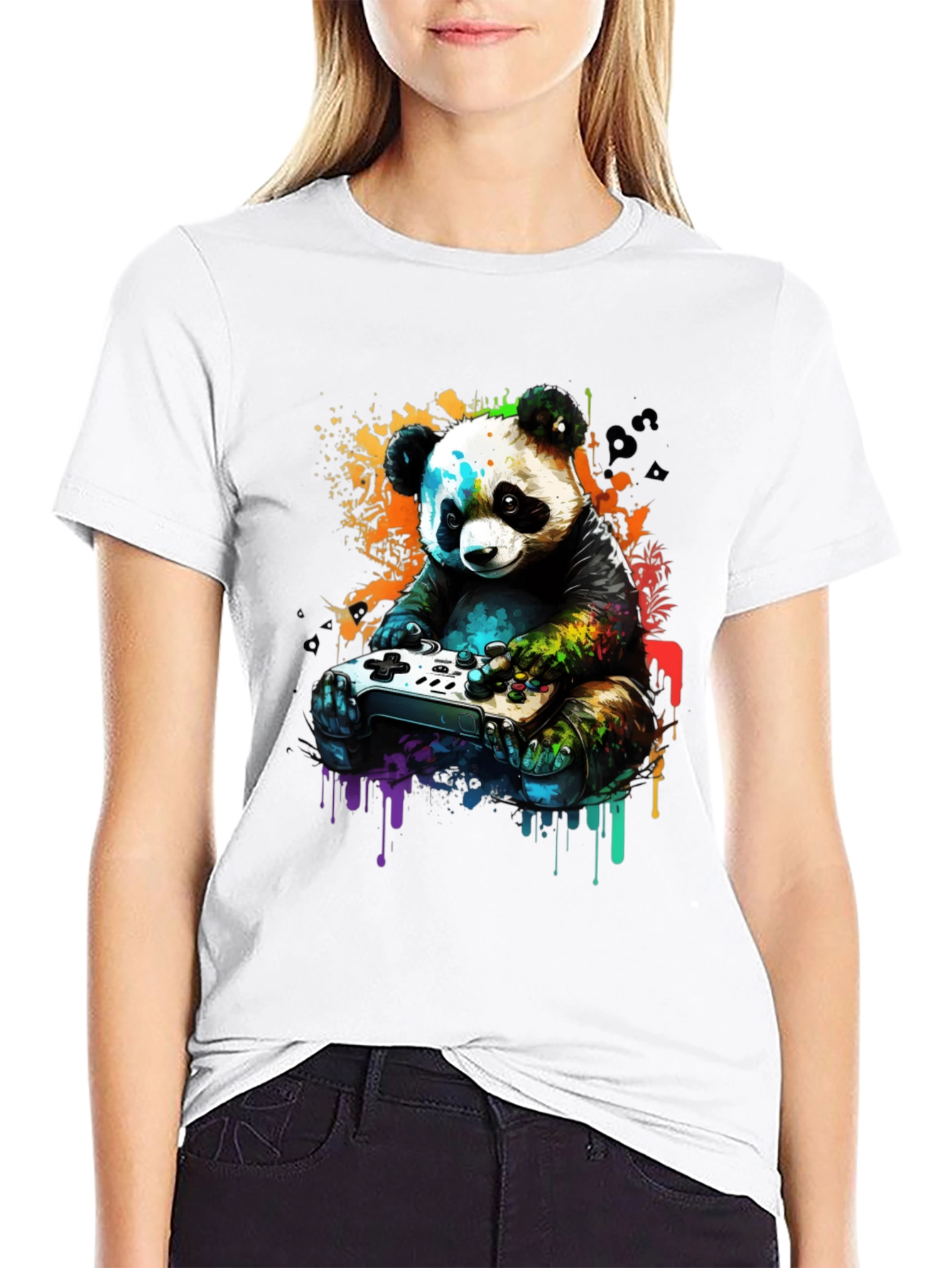 Black Gamer Panda Graphic Tee - Unique Design, Comfortable Fit view 9