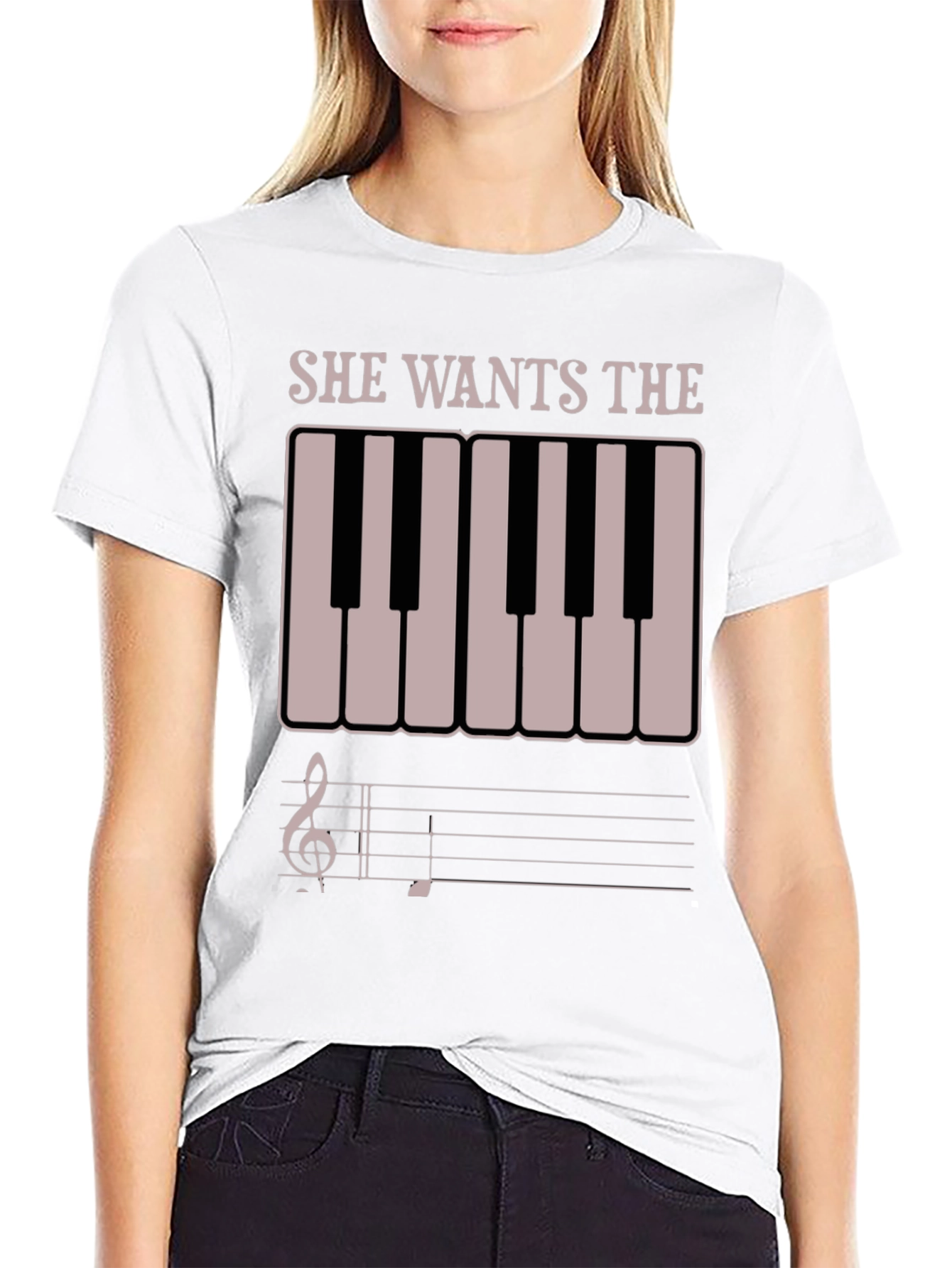 Black She Wants The D Funny Piano T-Shirt view 9
