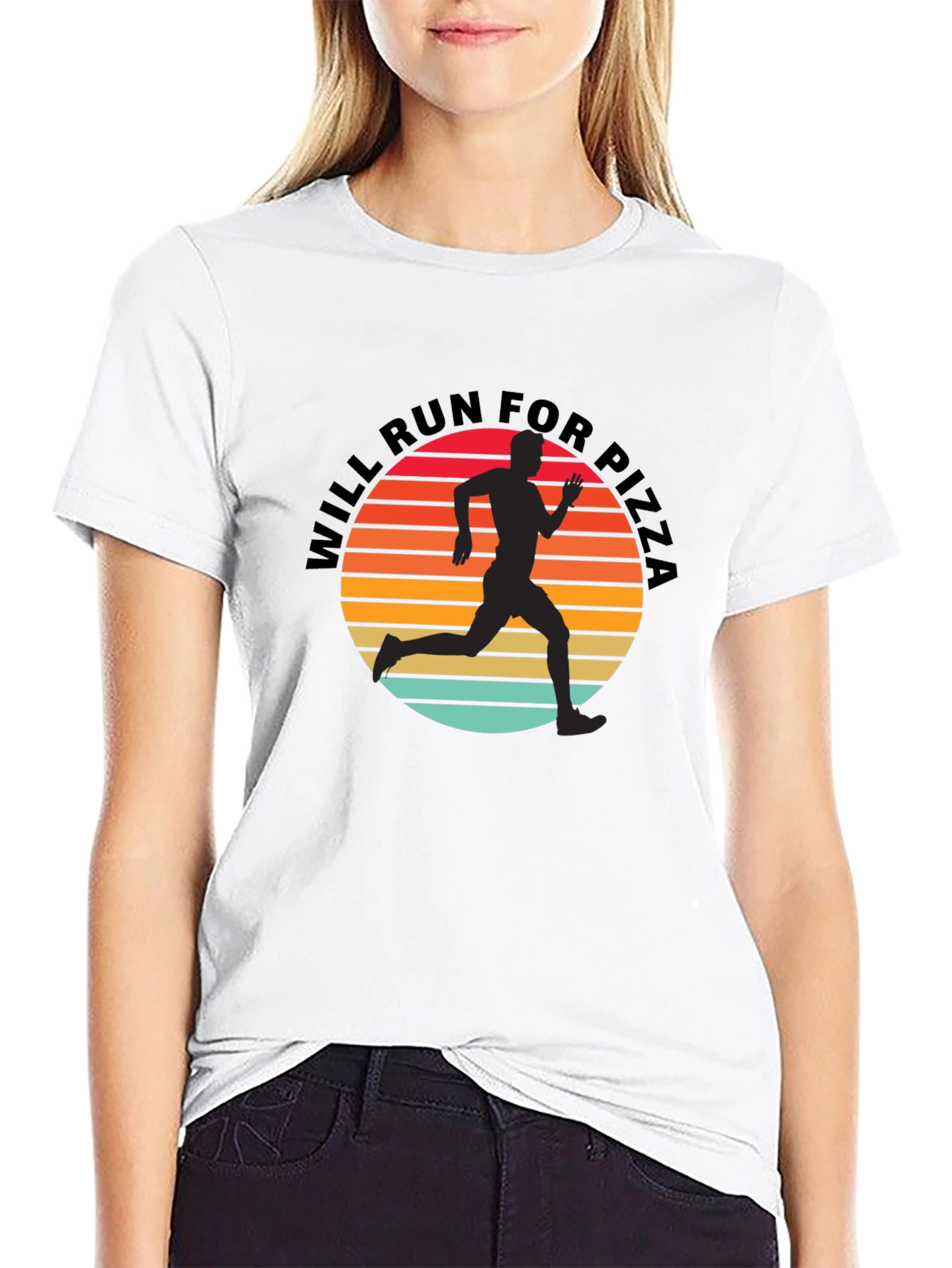 Black Will Run for Pizza Graphic Tee - Black view 9