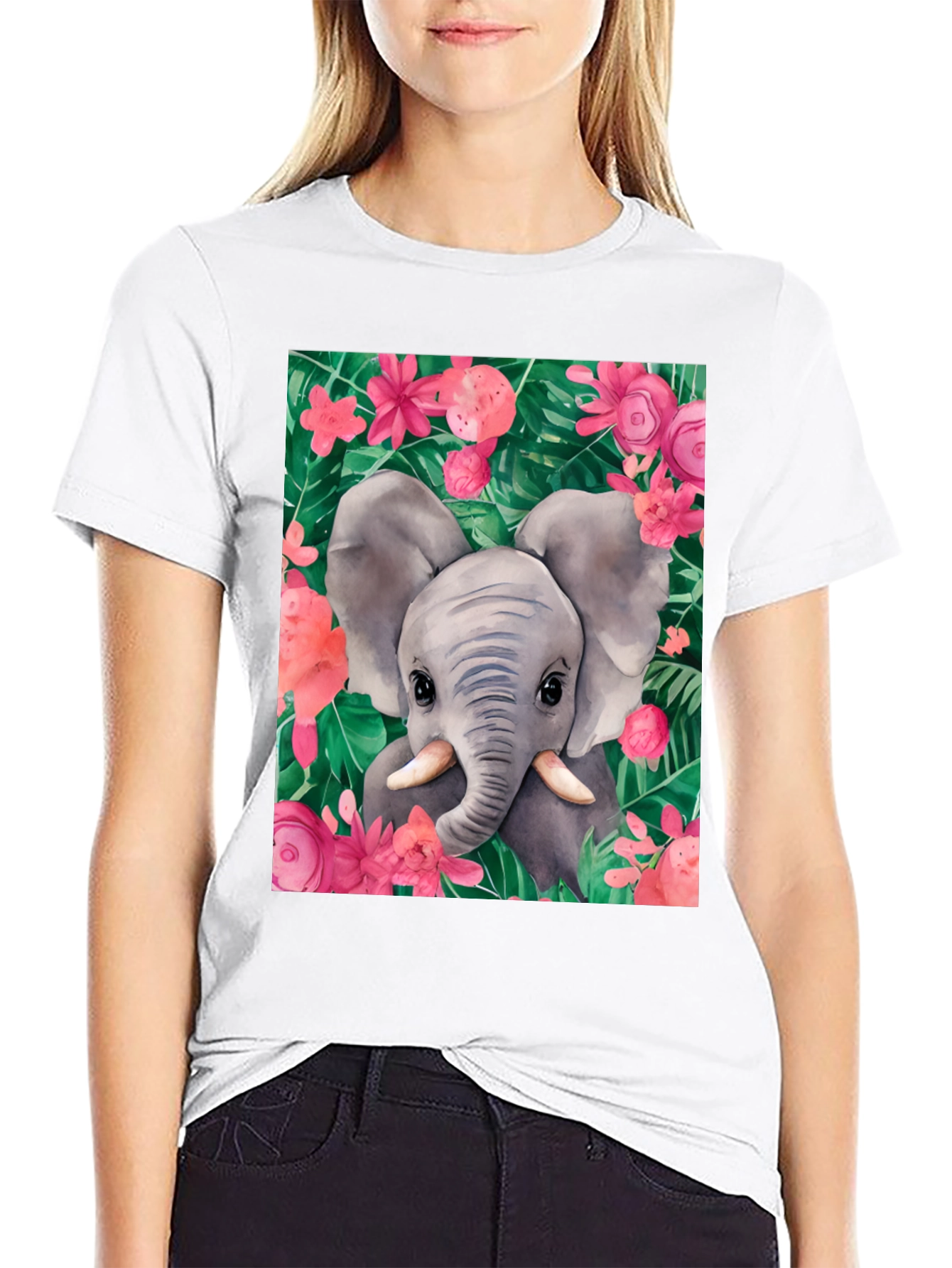 Black Elephant Floral Graphic Tee view 9