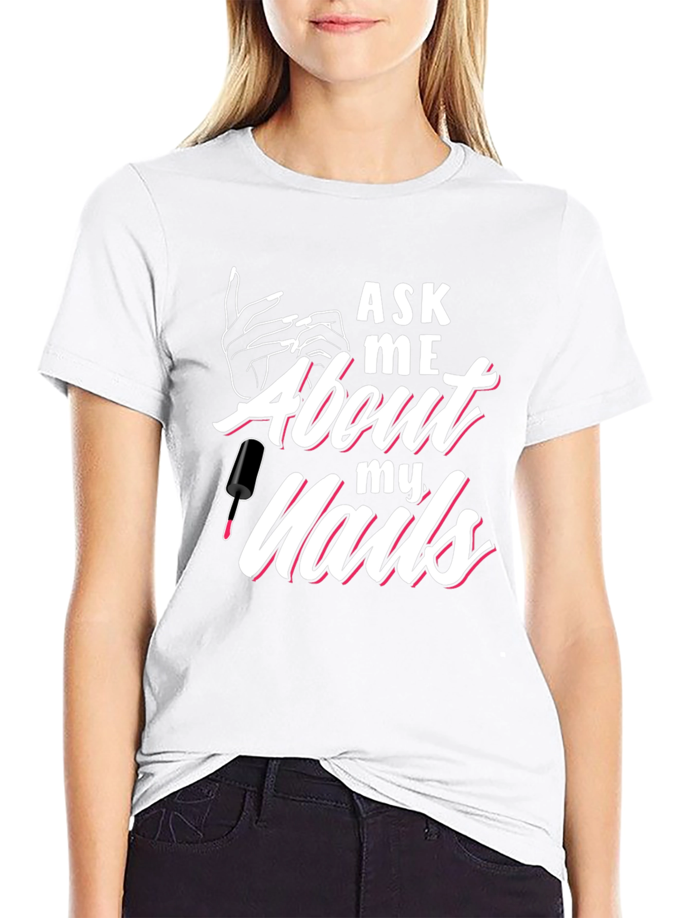 Black Ask Me About My Nails Graphic Tee view 9