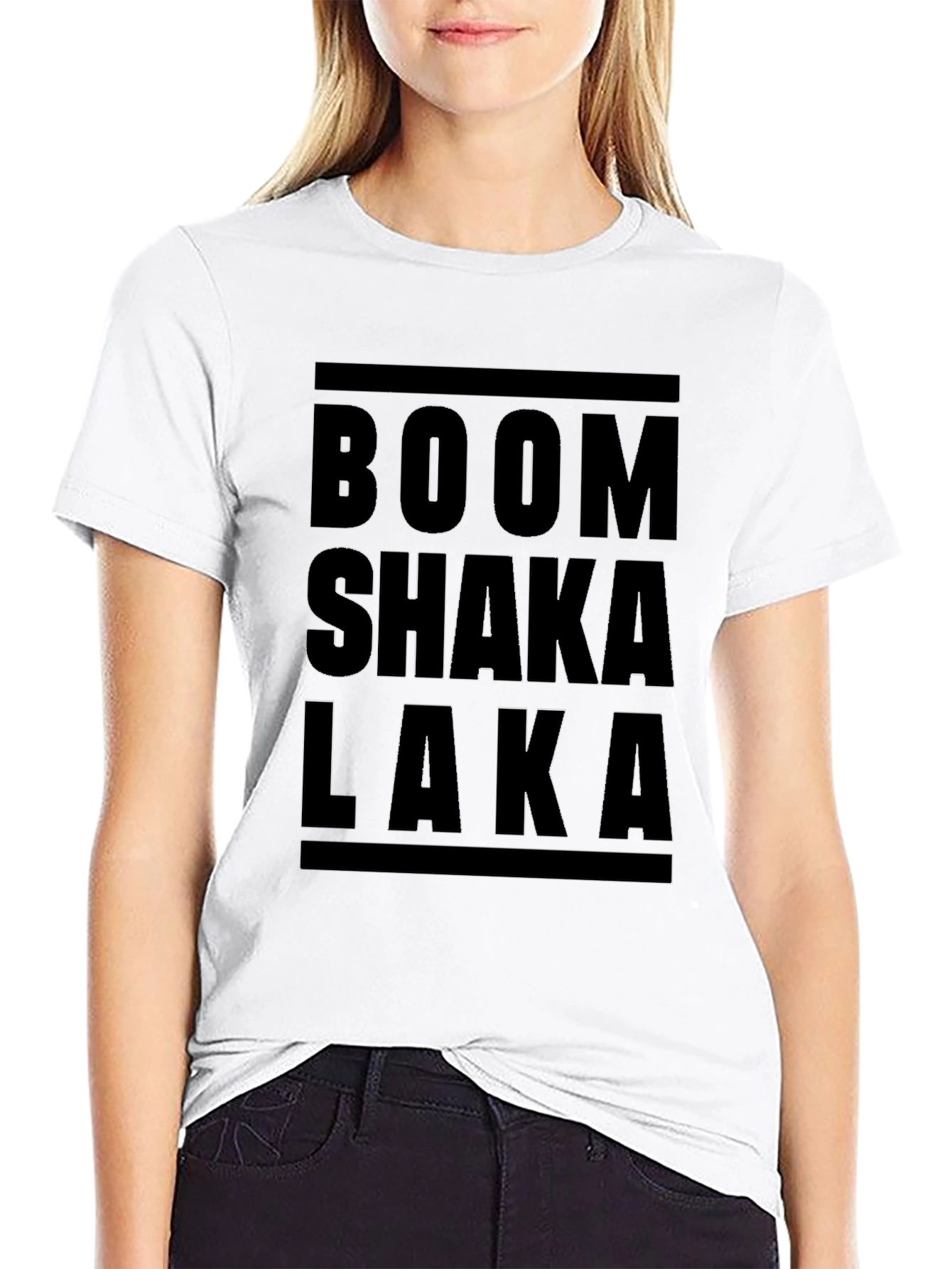 Black Boom Shaka Laka Graphic Tee - Black Casual T-Shirt view 9