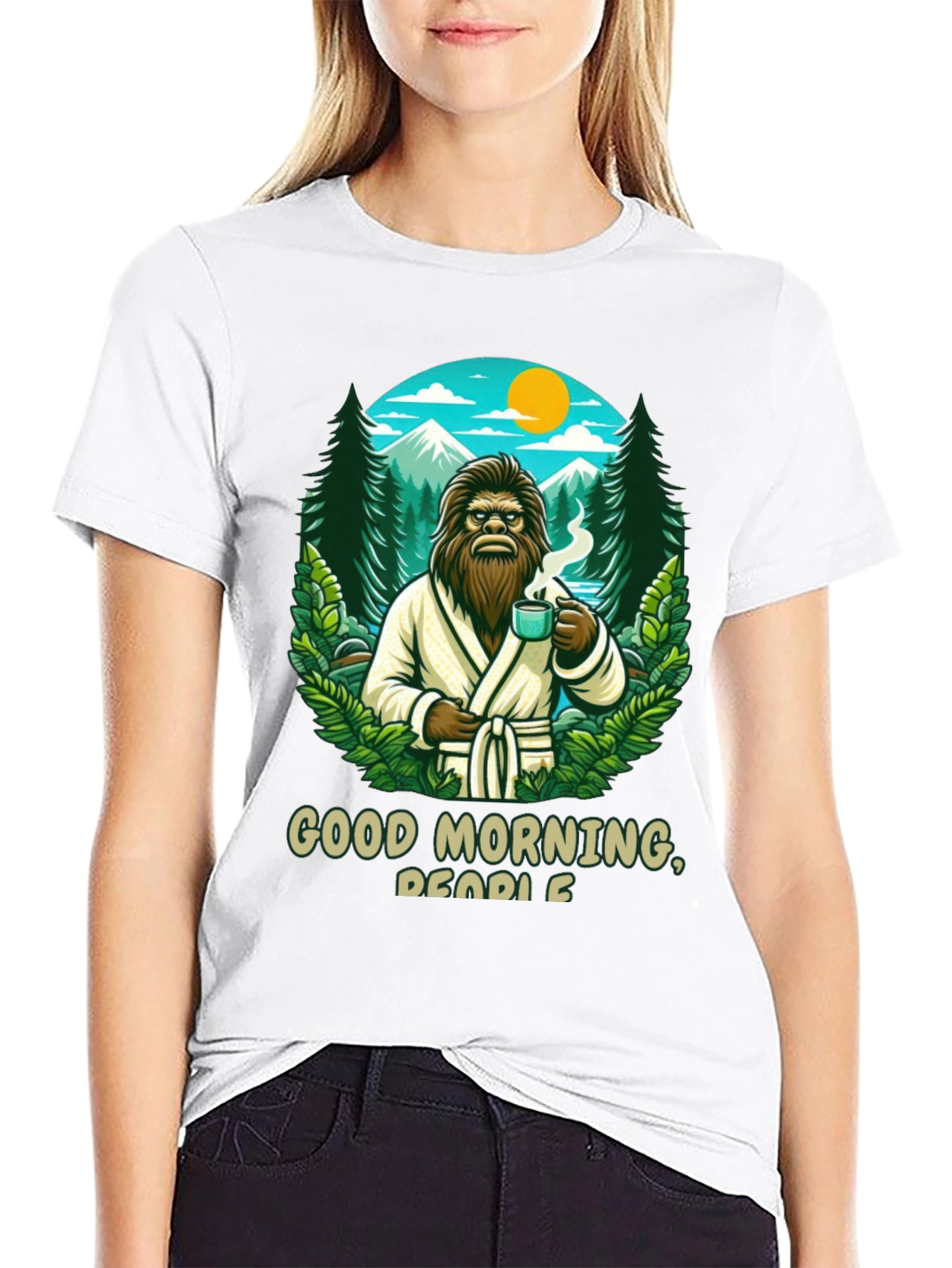 Black Good Morning Bigfoot Graphic Tee view 9