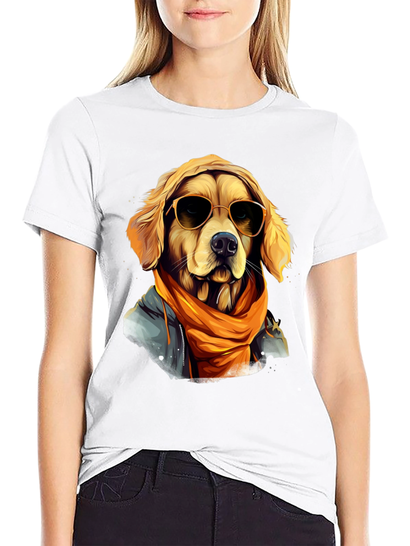 Black Dog with Sunglasses T-Shirt - Cool Graphic Tee view 9