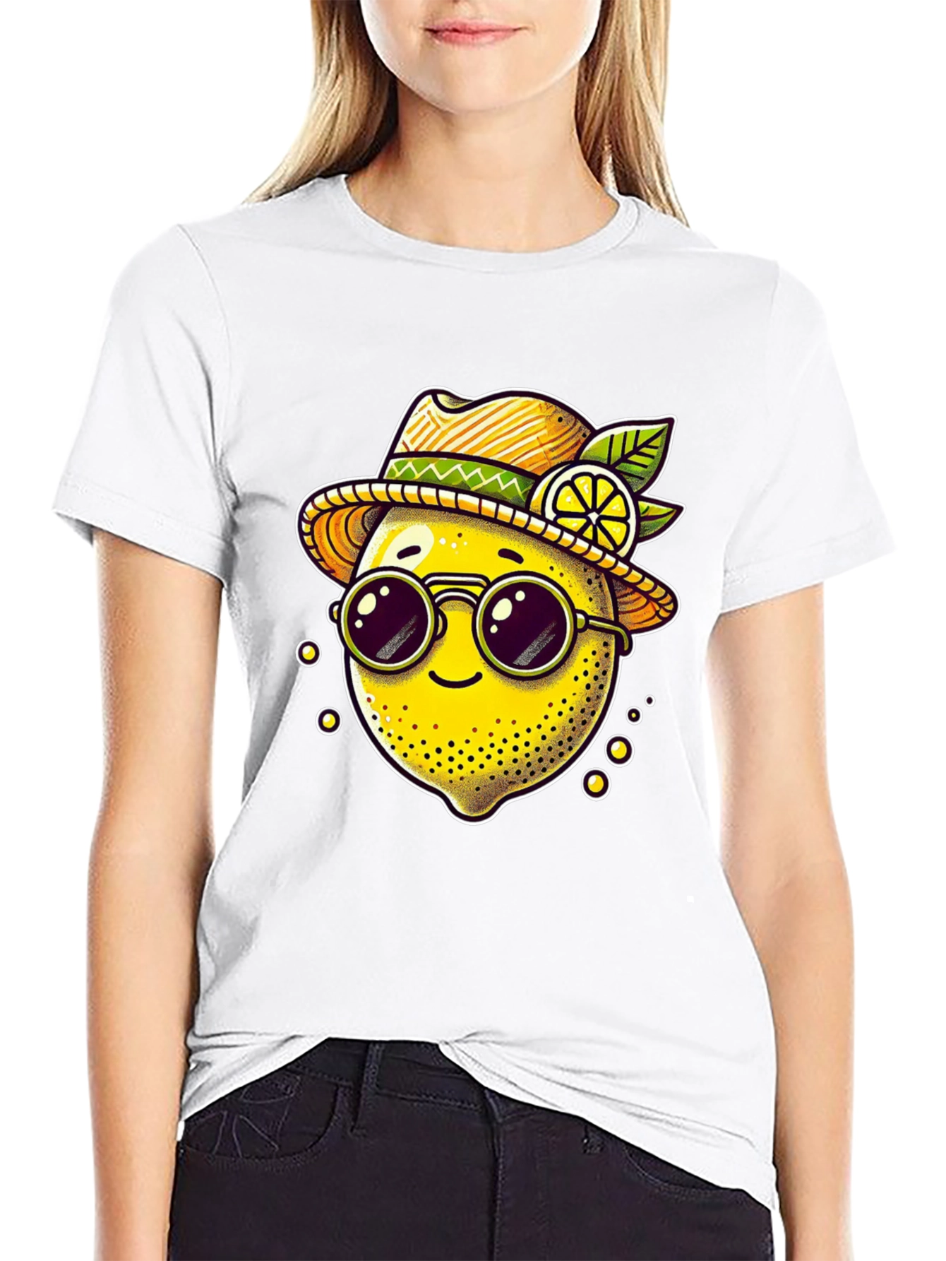 Black Funky Lemon Tee - Cool Fruit Graphic Shirt view 9