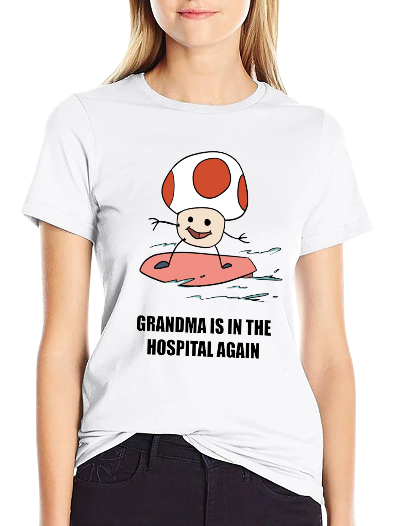 Grandma Hospital Again Funny Mushroom Surfing T-Shirt - 9
