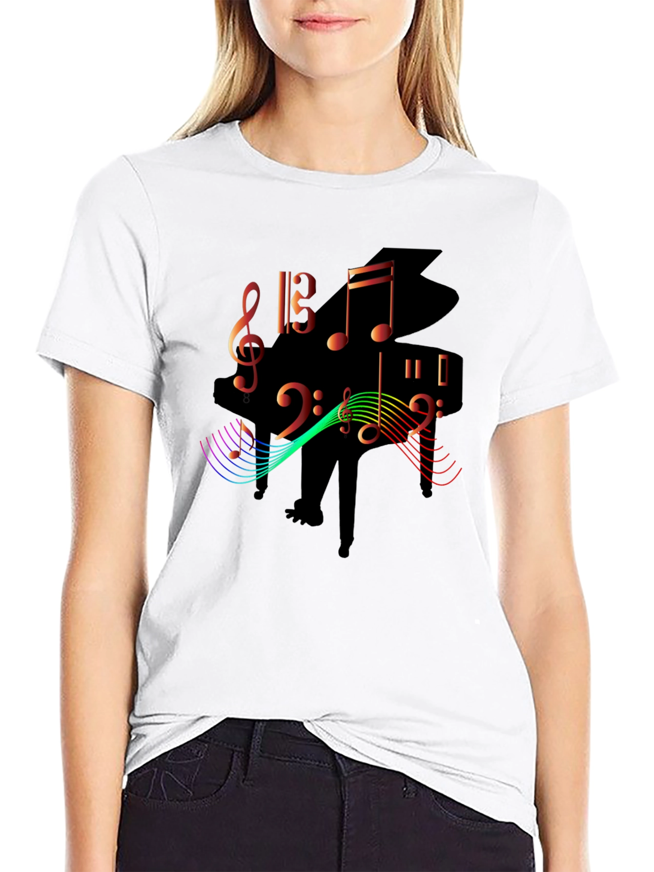 Black Musical Piano Graphic T-Shirt view 9