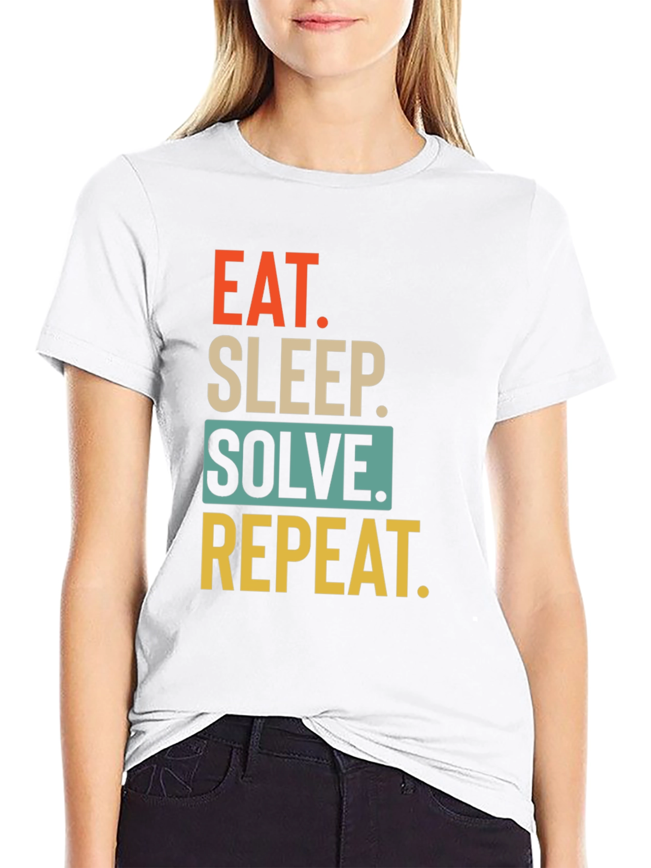 Black Eat Sleep Solve Repeat Black T-Shirt view 9