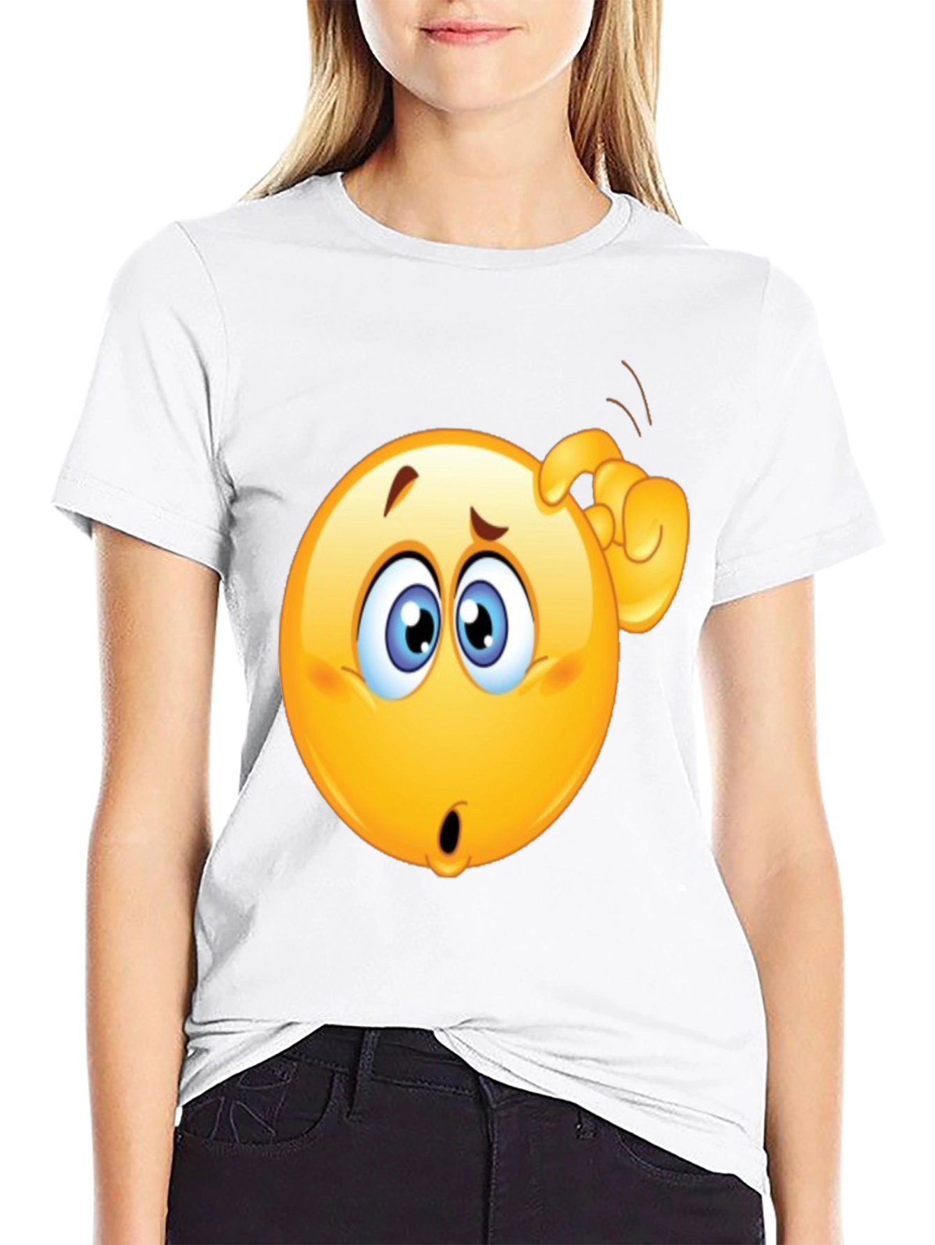 Black Confused Emoji T-Shirt - Black Cotton Tee view 9