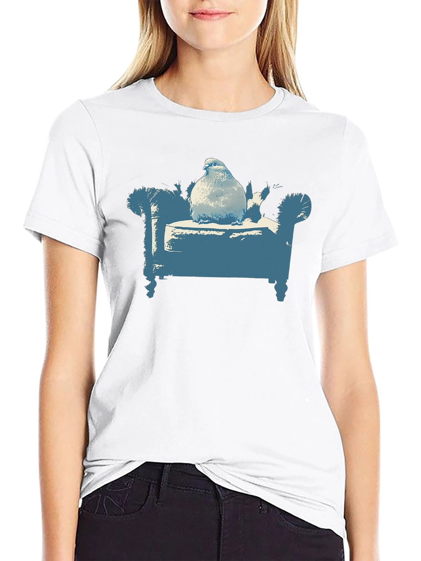 Black Pigeon on Couch Graphic T-Shirt - Quirky Menswear view 9