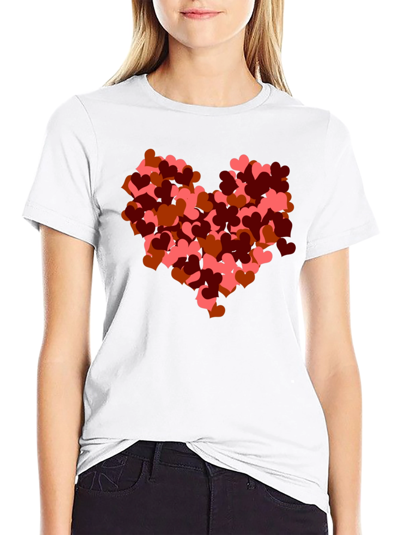 Black Heart Cluster Graphic Black T-Shirt view 9