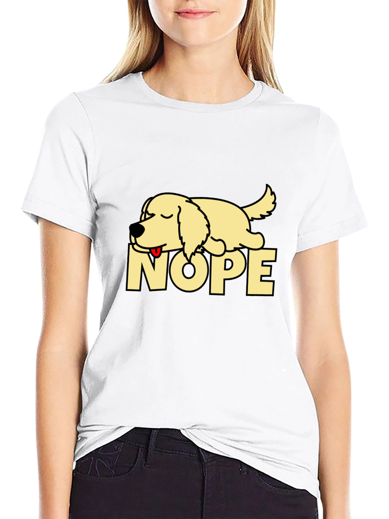 Black Nope Lazy Dog Graphic T-Shirt - Relaxed Fit view 9