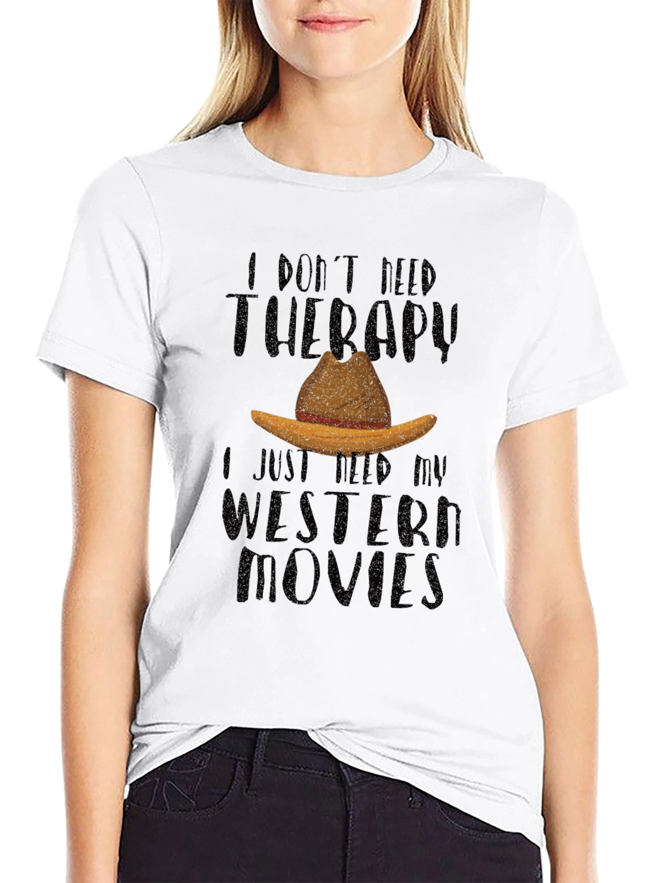Black Western Movies Therapy T-Shirt view 9