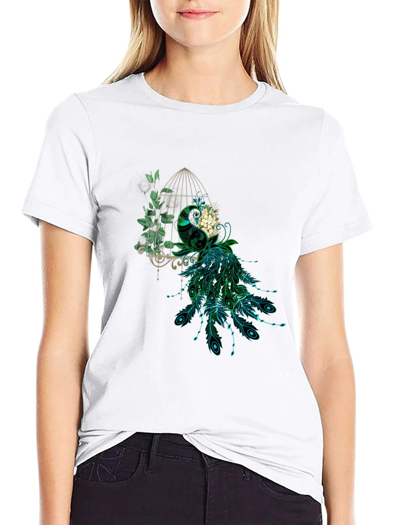 Peacock Cage Graphic T-Shirt - 9