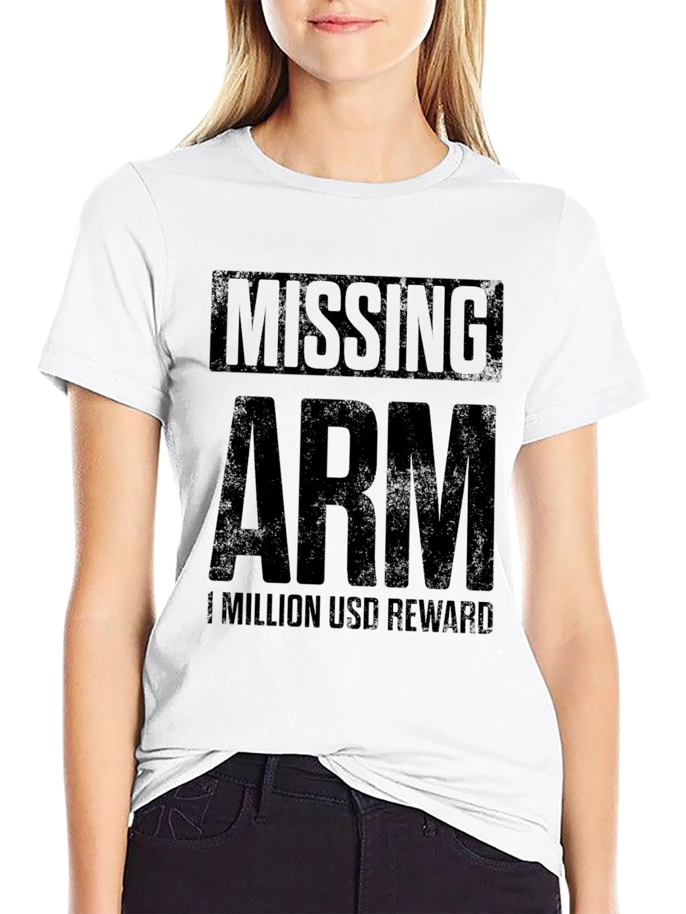 Black Missing Arm Funny Humor T-Shirt view 9