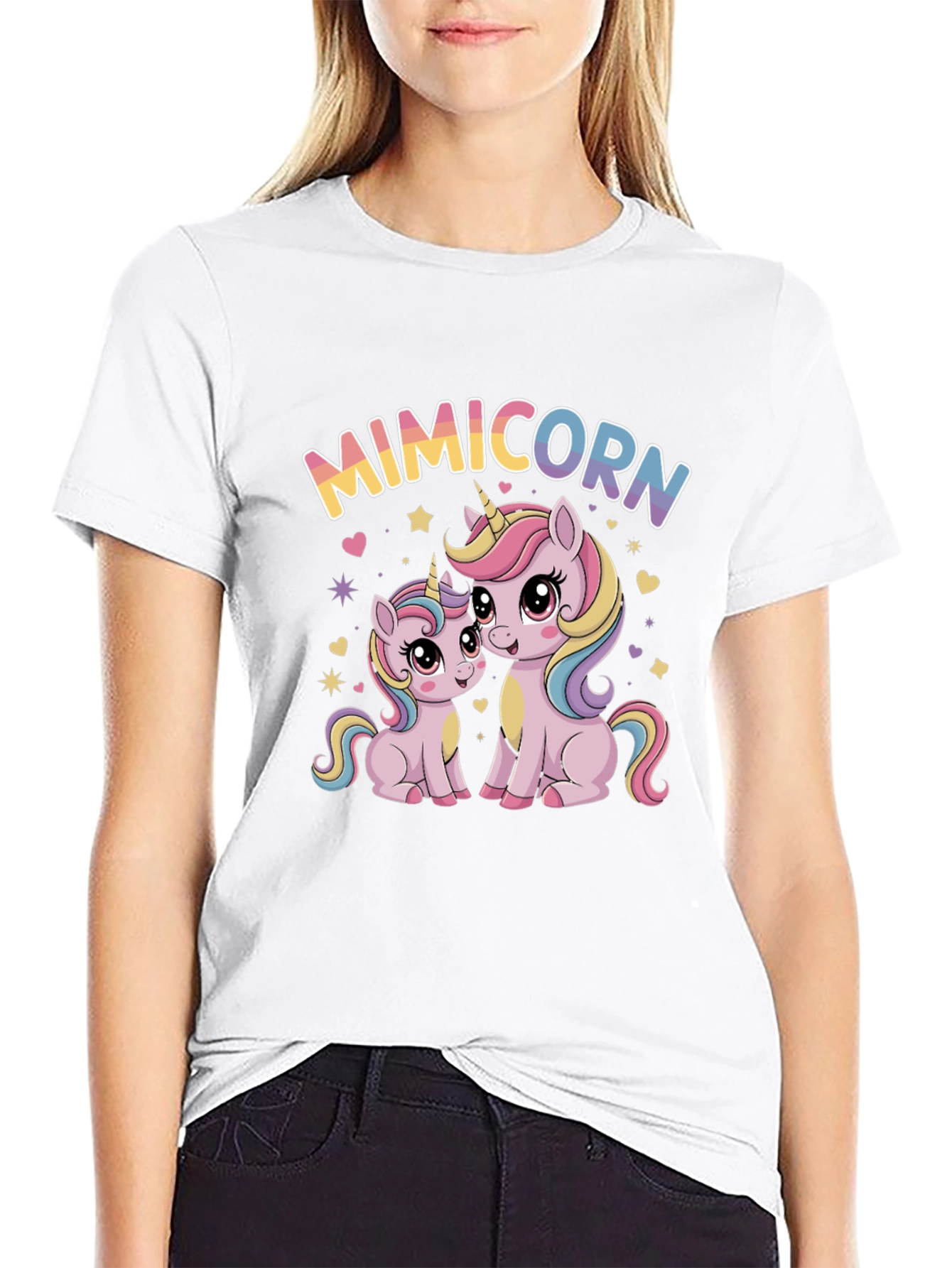 Black Mimicorn Unicorn Graphic Black T-Shirt view 9