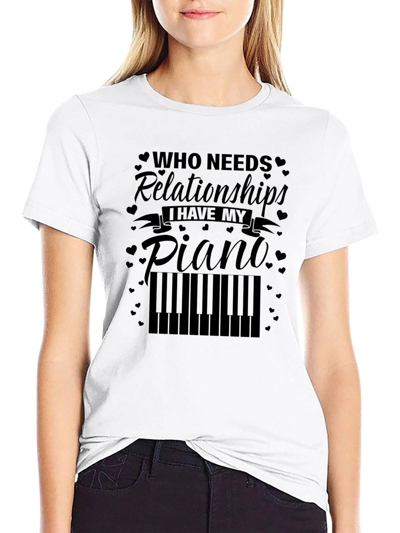 Black Piano Lover Tee: Who Needs Relationships? view 9