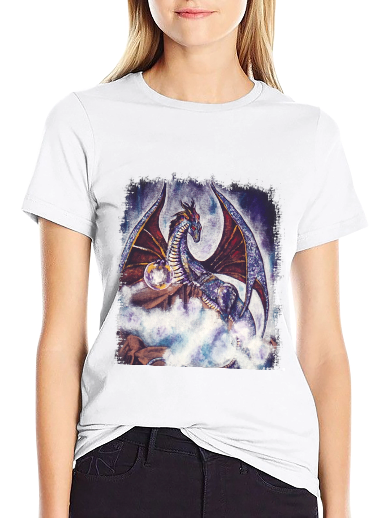 Black Dragon Graphic Tee - Fantasy Art T-Shirt view 9