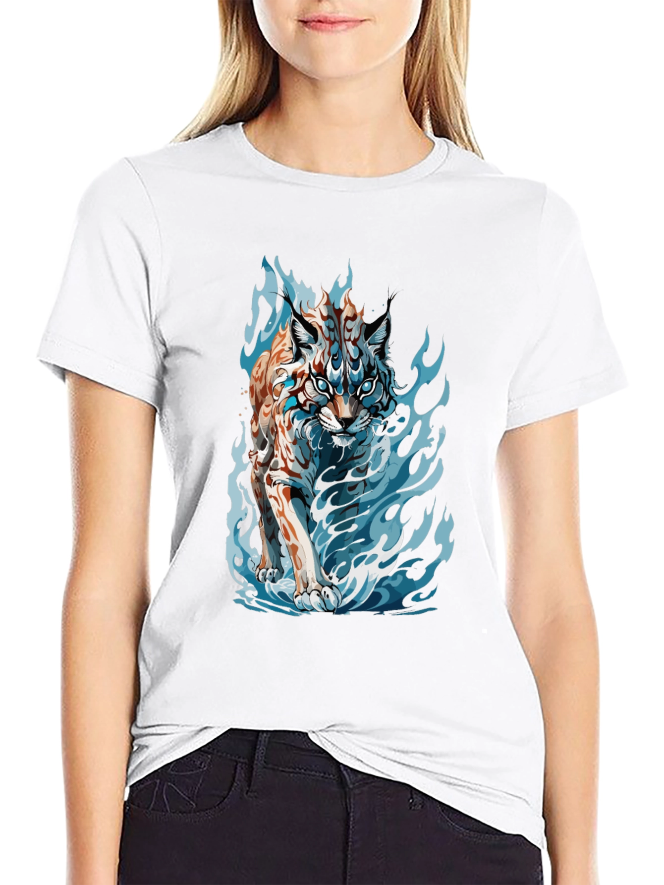 Black Tiger Fire Graphic Black Tee view 9