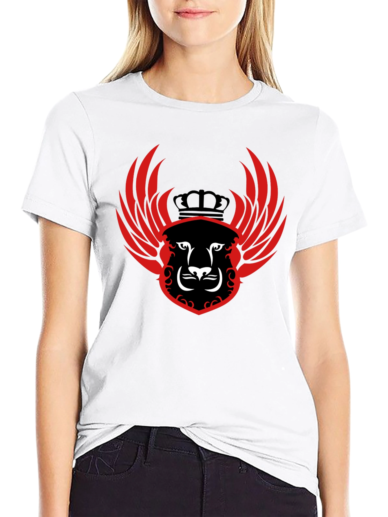 Black Winged Lion Crest Black T-Shirt view 9