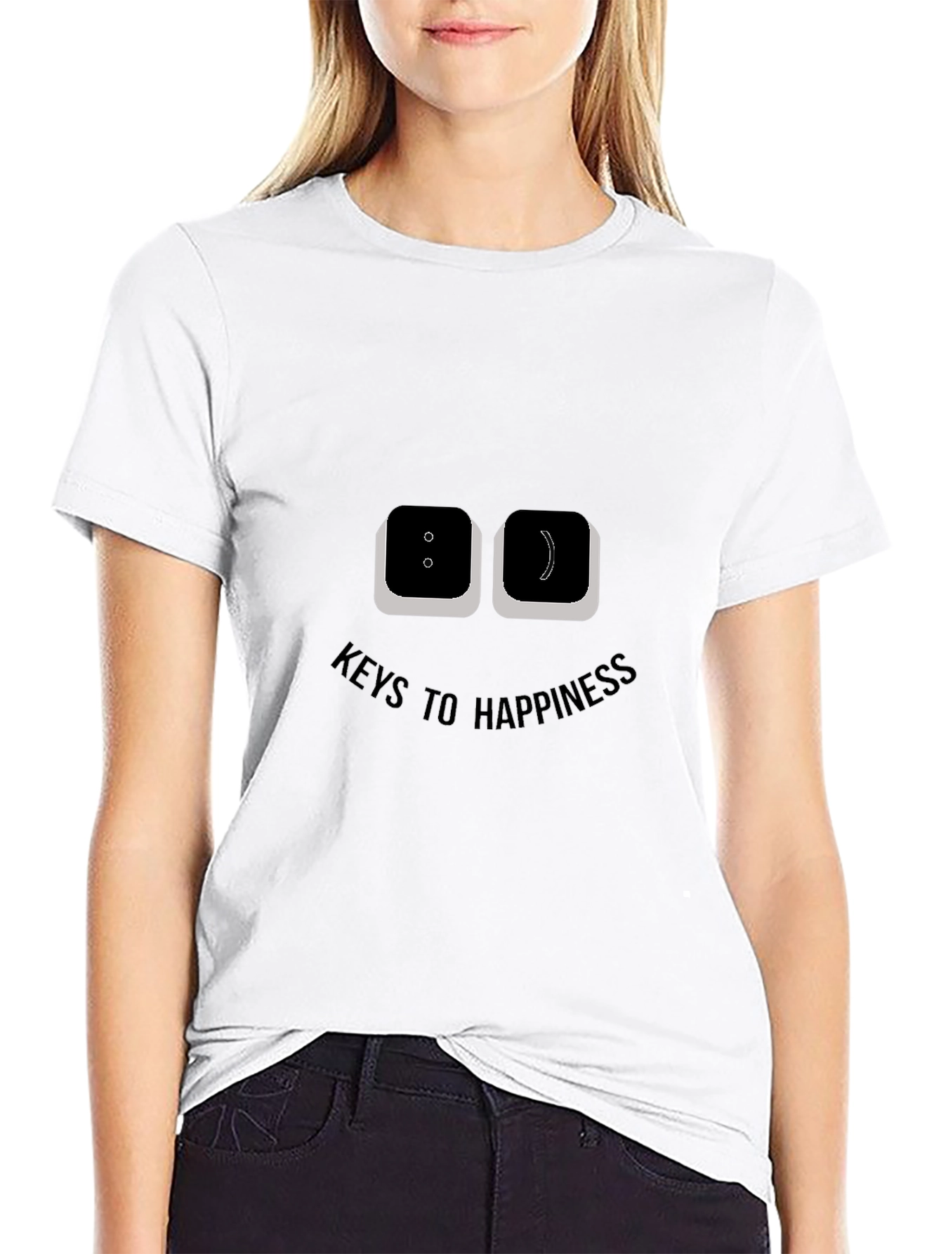 Black Keys to Happiness Graphic Tee - Black Cotton T-Shirt view 9
