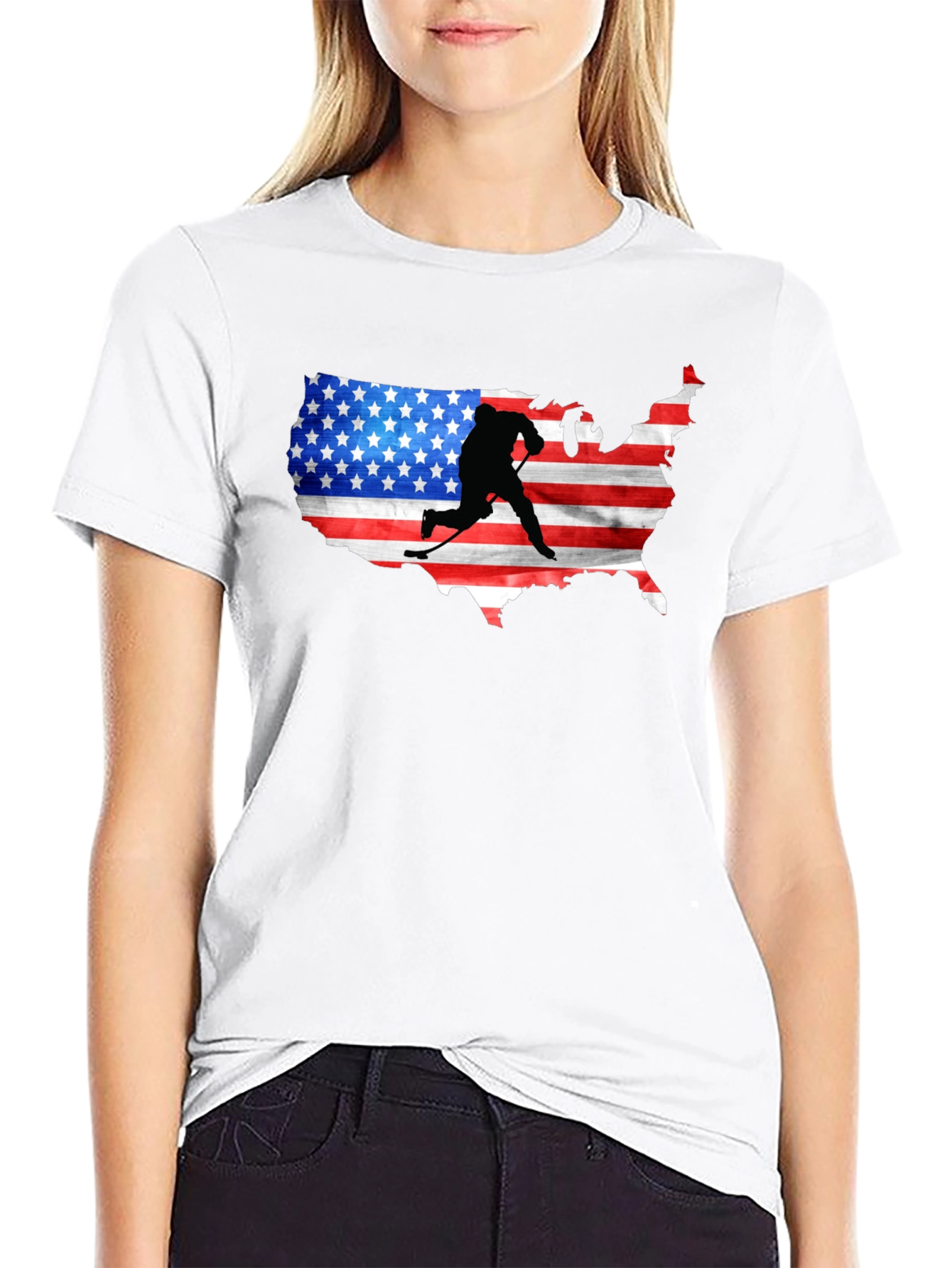 Black USA Hockey Silhouette Tee view 9