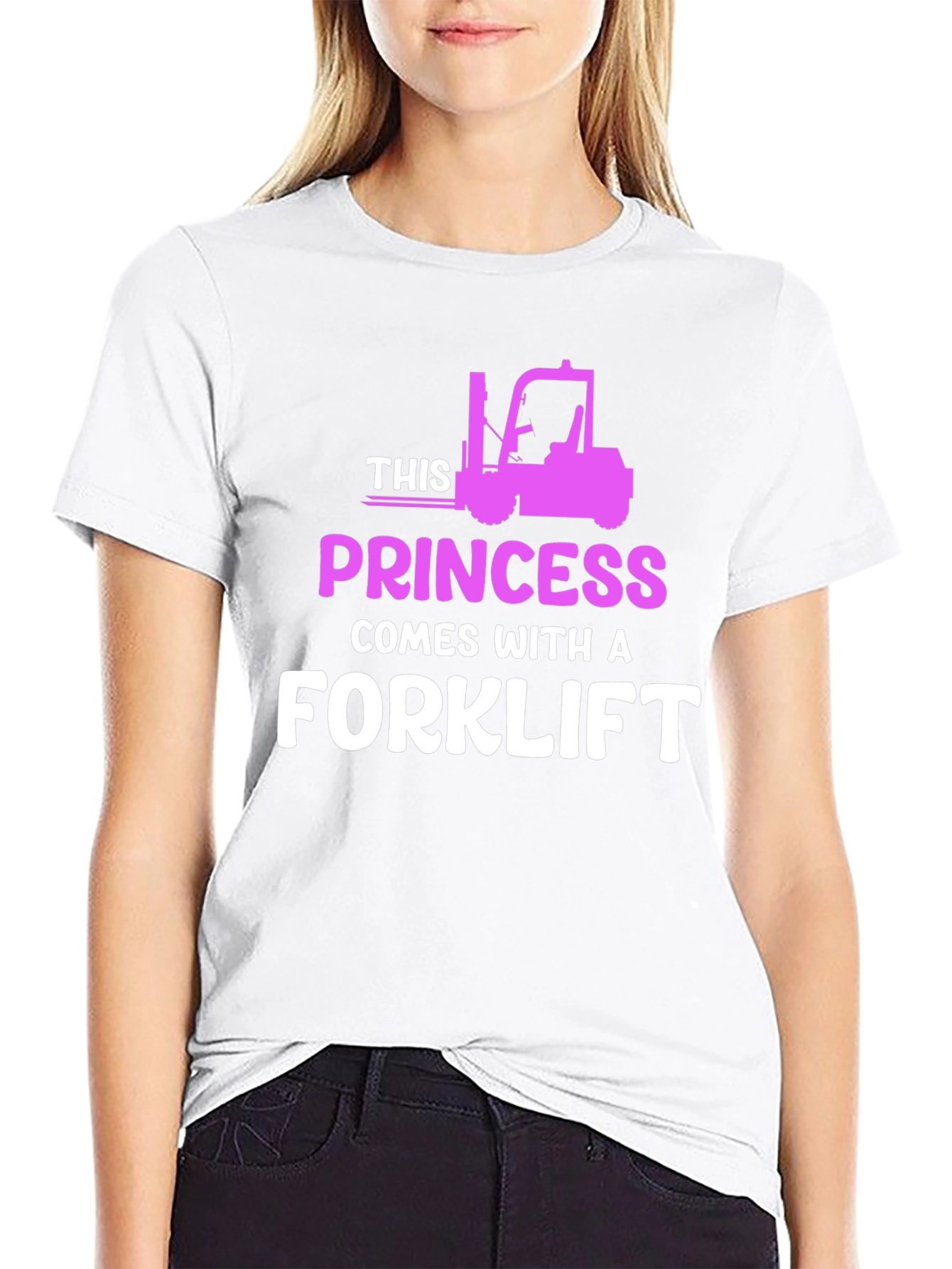 Black Princess Forklift T-Shirt - Funny Women's Workwear view 9