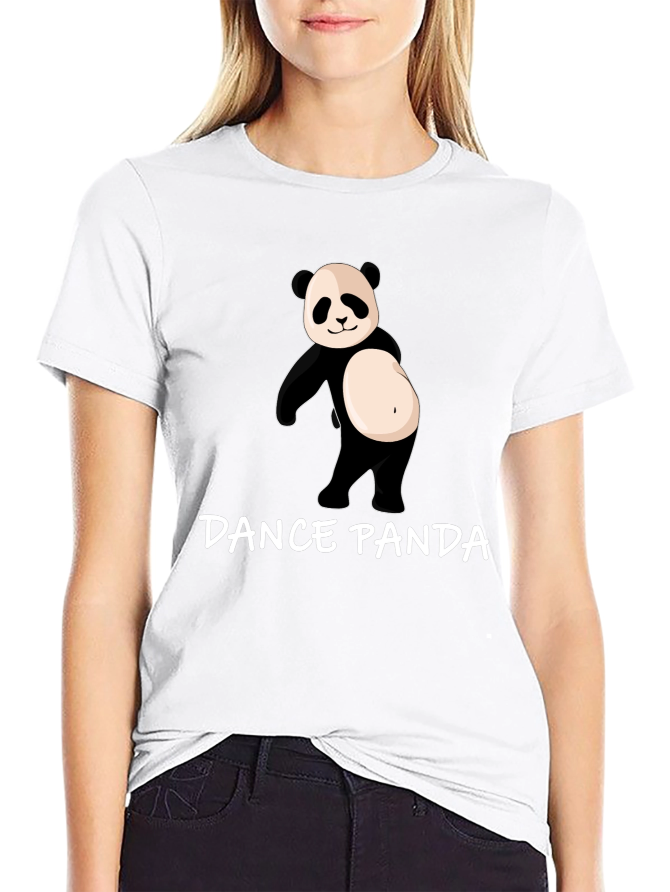 Black Dance Panda Graphic Tee - Black Cotton T-Shirt view 9
