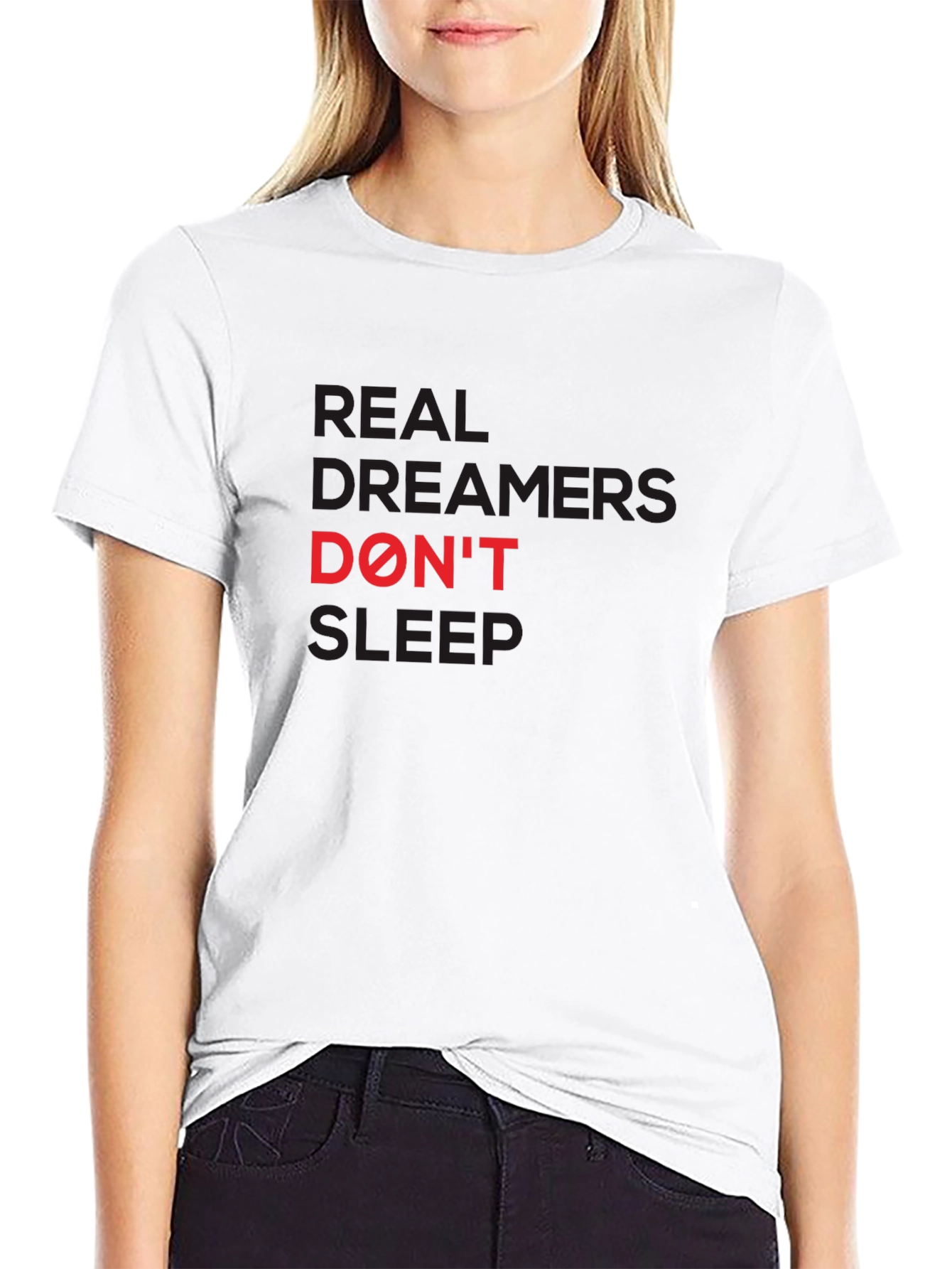 Black Real Dreamers Don't Sleep Graphic Tee view 9