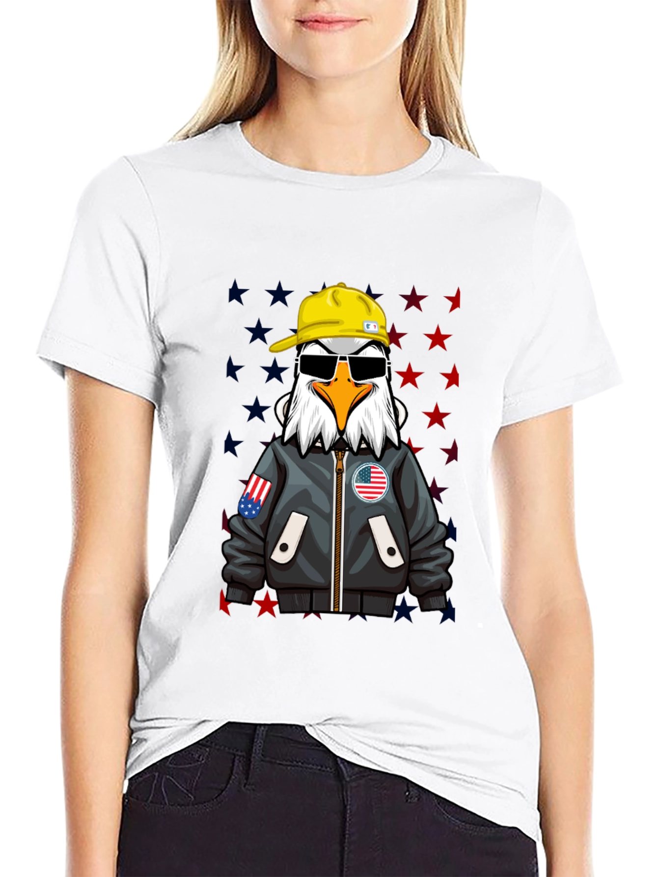 Black American Eagle Graphic Tee - Cool Patriotic Design view 9