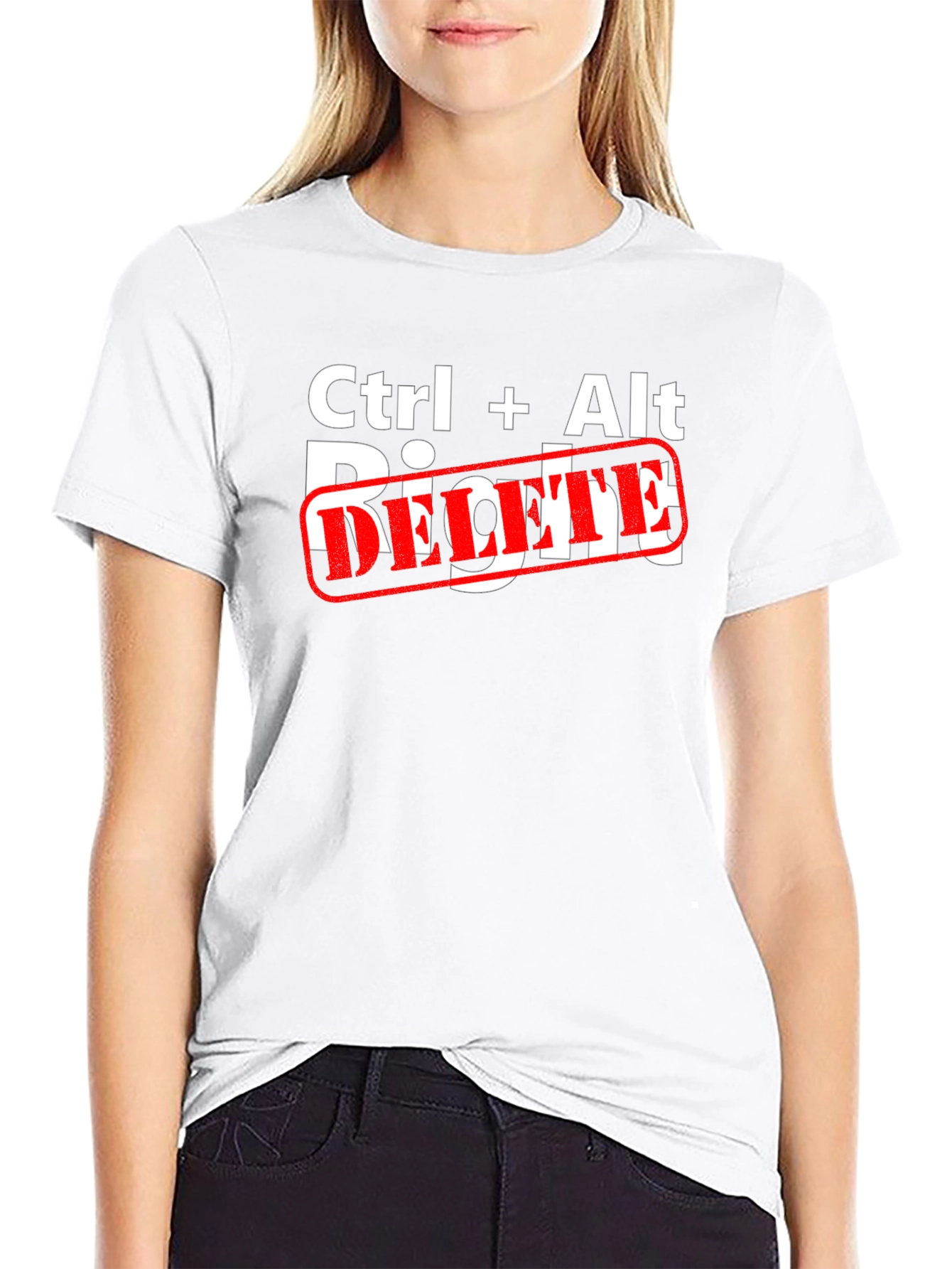 Black Ctrl+Alt Delete Graphic T-Shirt - Black Cotton Blend view 9