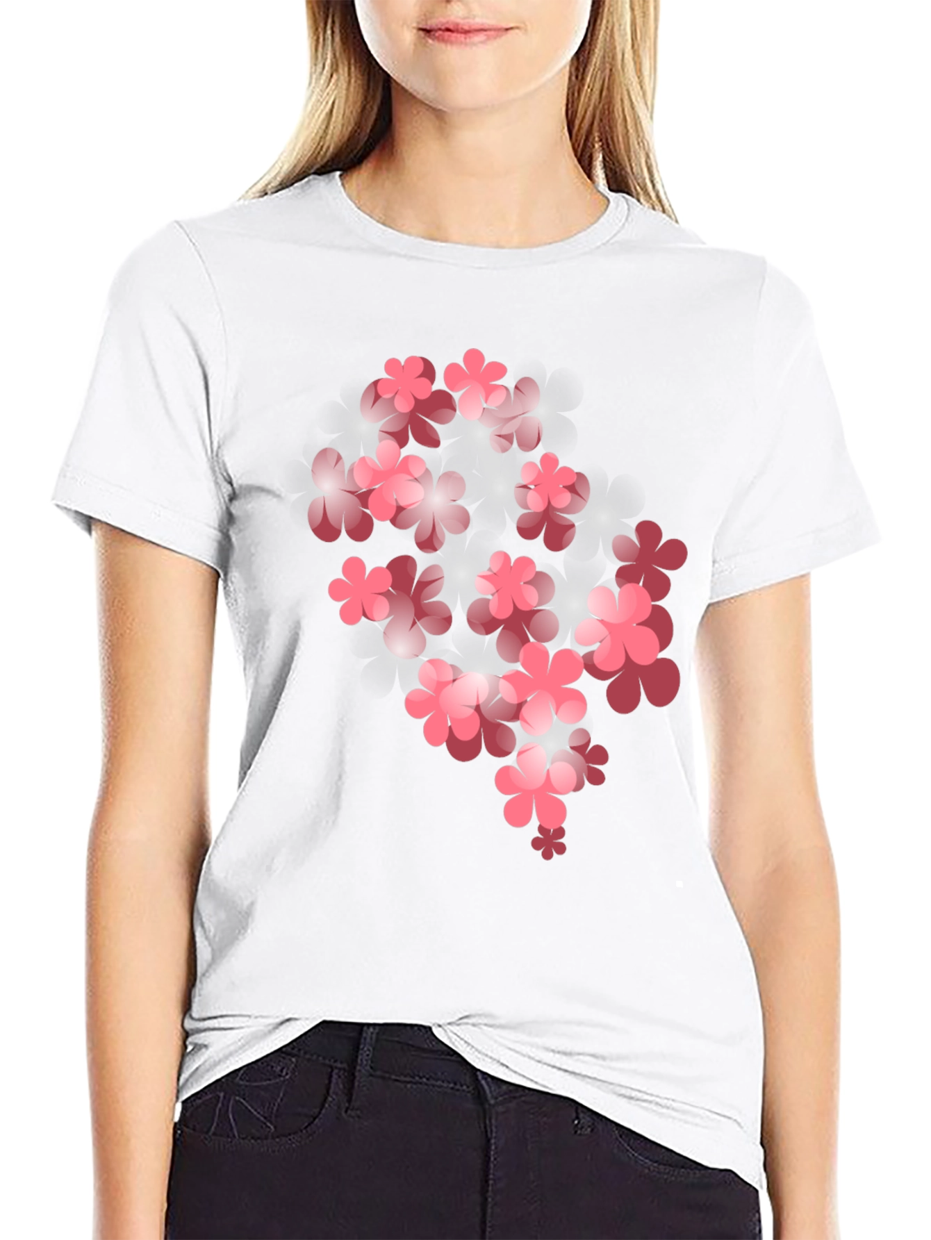 Black Floral Bloom Graphic T-Shirt - Black view 9