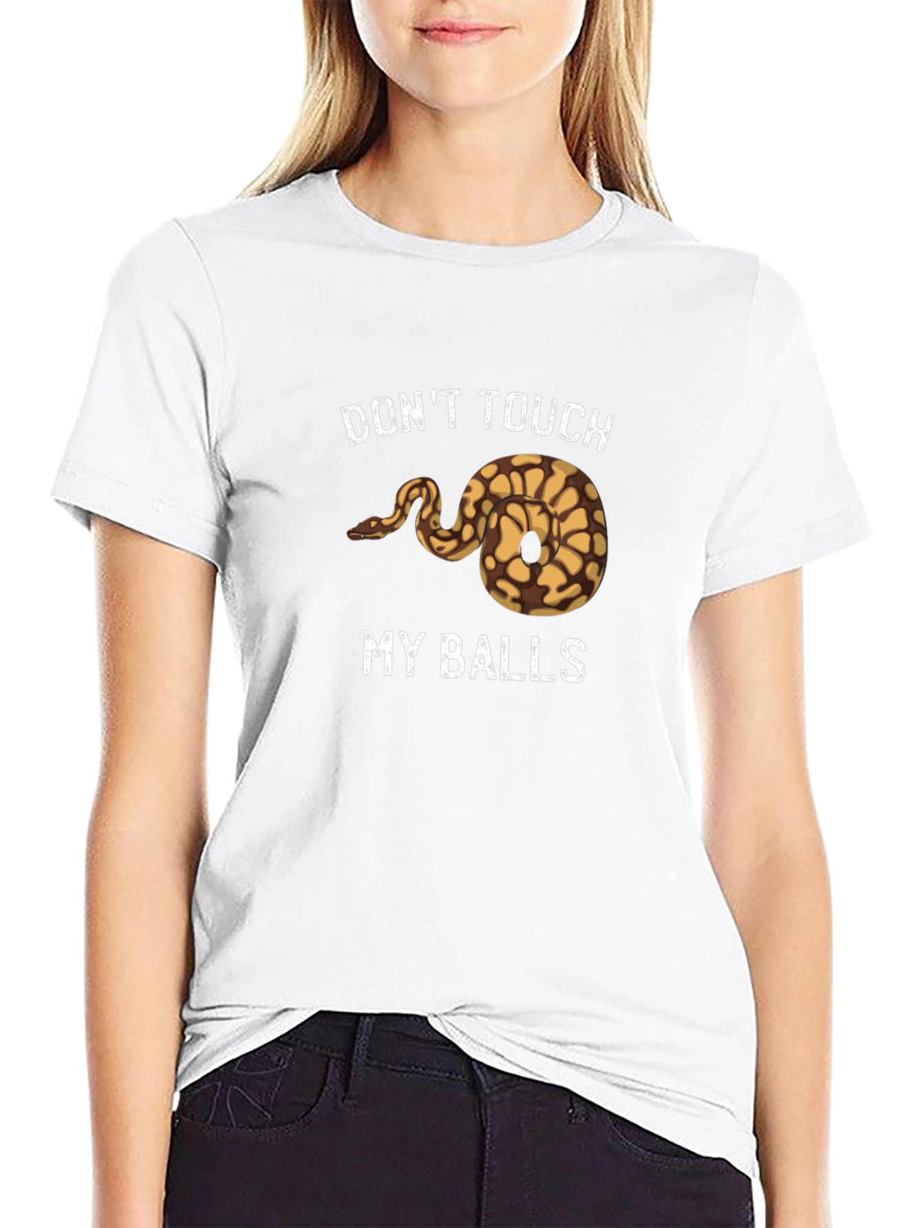 Black Don't Touch My Balls Snake Graphic T-Shirt view 9