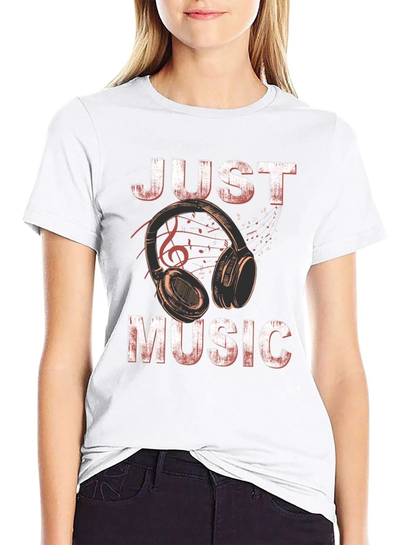 Black Just Music Black Graphic T-Shirt view 9