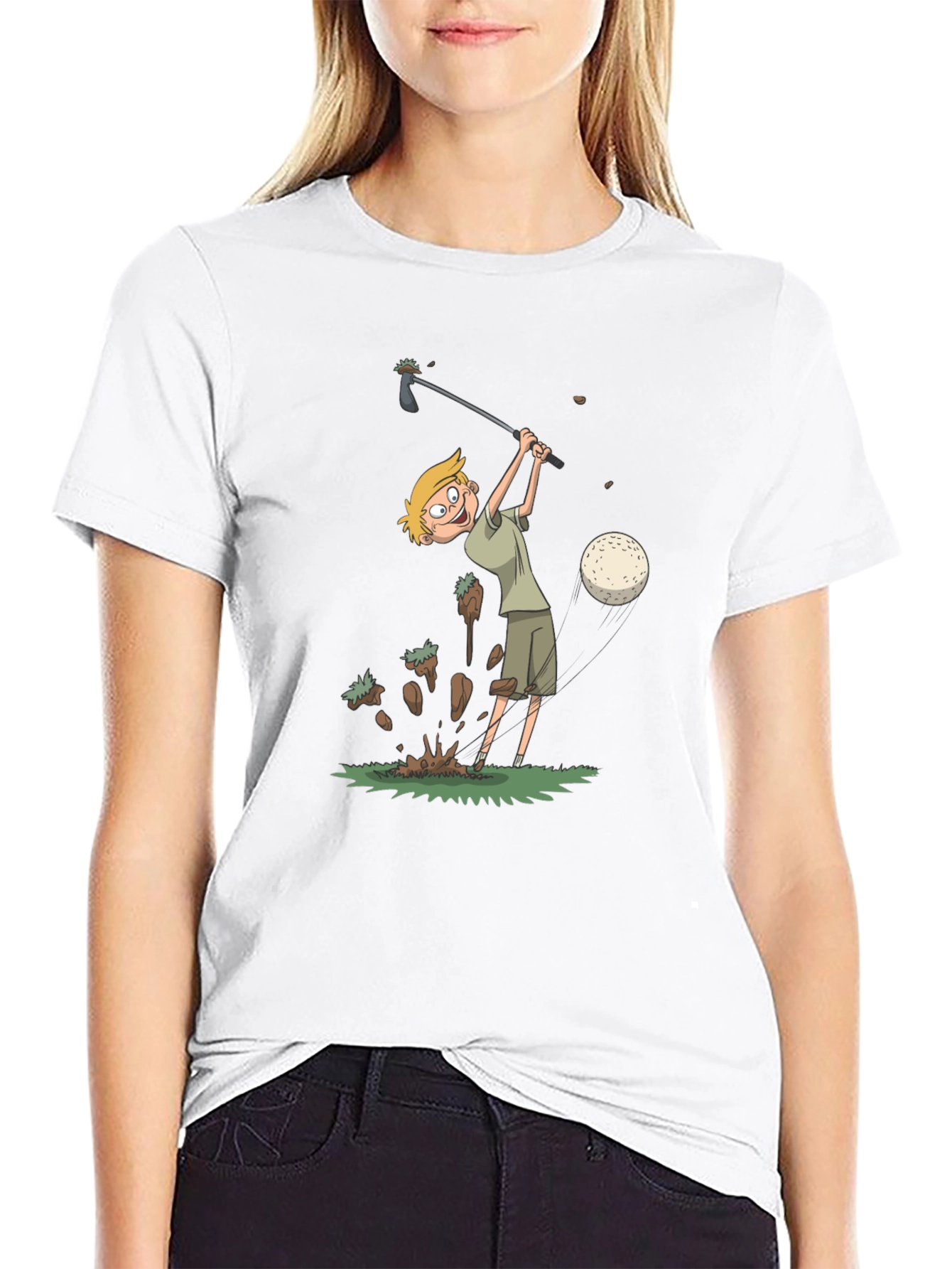 Black Funny Golf Cartoon T-Shirt view 9