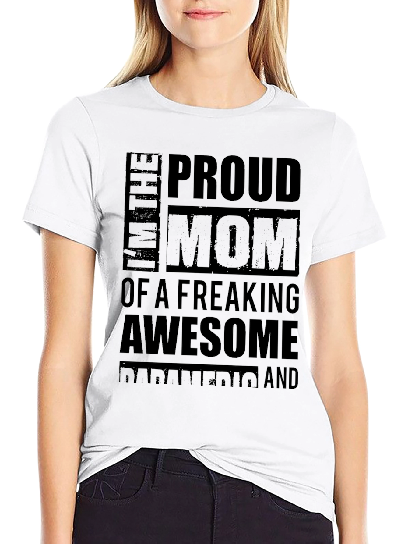 Black Proud Mom of Awesome Paramedic Black T-Shirt view 9