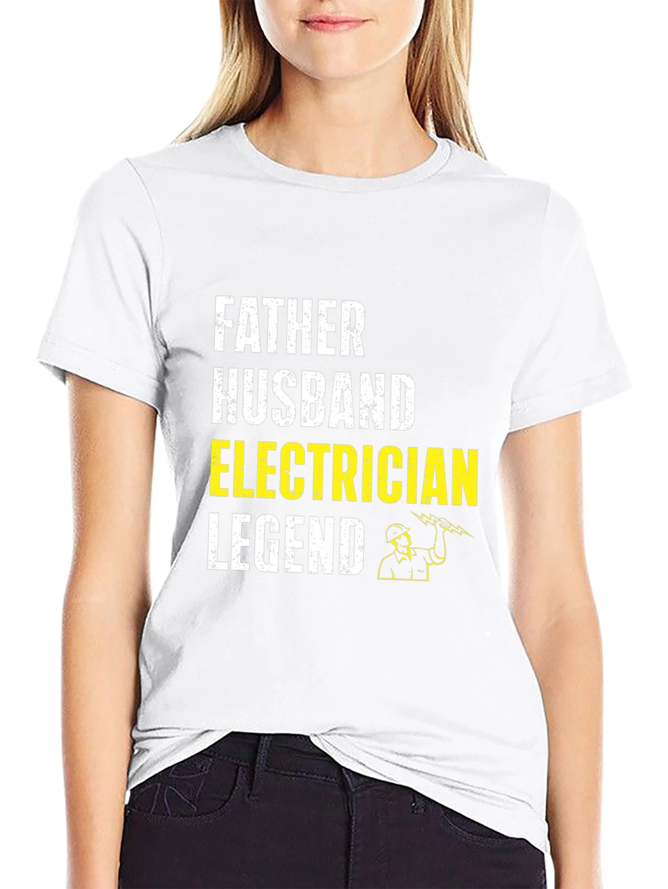 Black Father Husband Electrician Legend T-Shirt view 9
