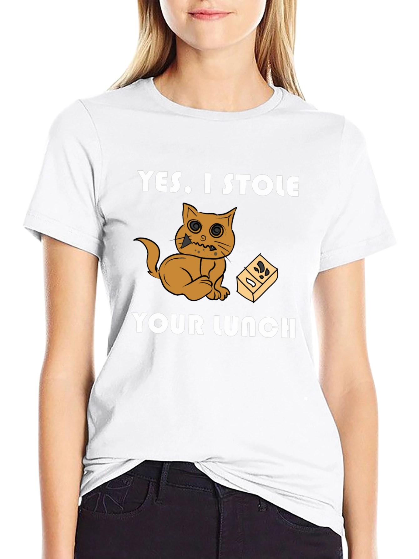 Black Cat Stole Lunch Graphic T-Shirt view 9