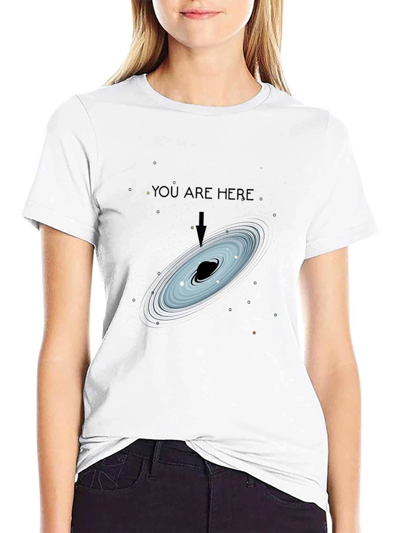 Black Cosmic You Are Here Black T-Shirt view 9