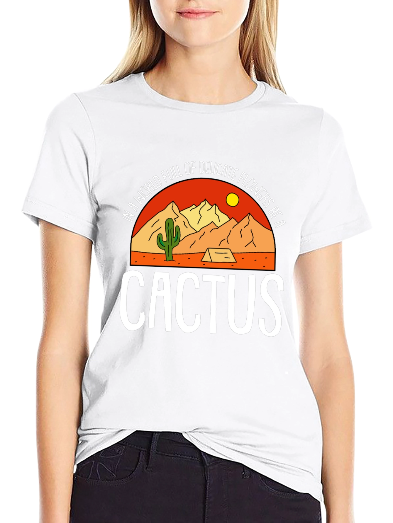 Black Be a Cactus Graphic Tee - Desert Lover's Shirt view 9