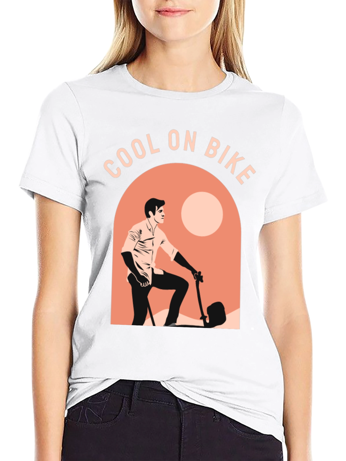 Black Cool on Bike Graphic T-Shirt - Casual Comfort view 9