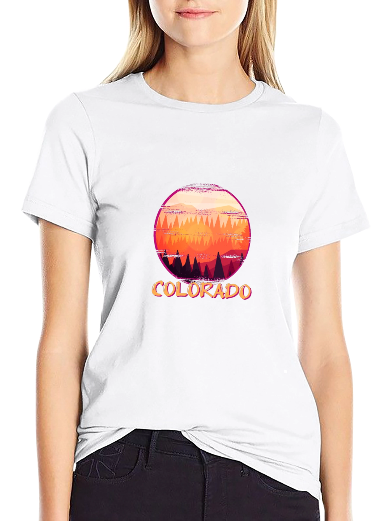 Black Colorado Scenic Graphic T-Shirt - Sunset Mountain Design view 9