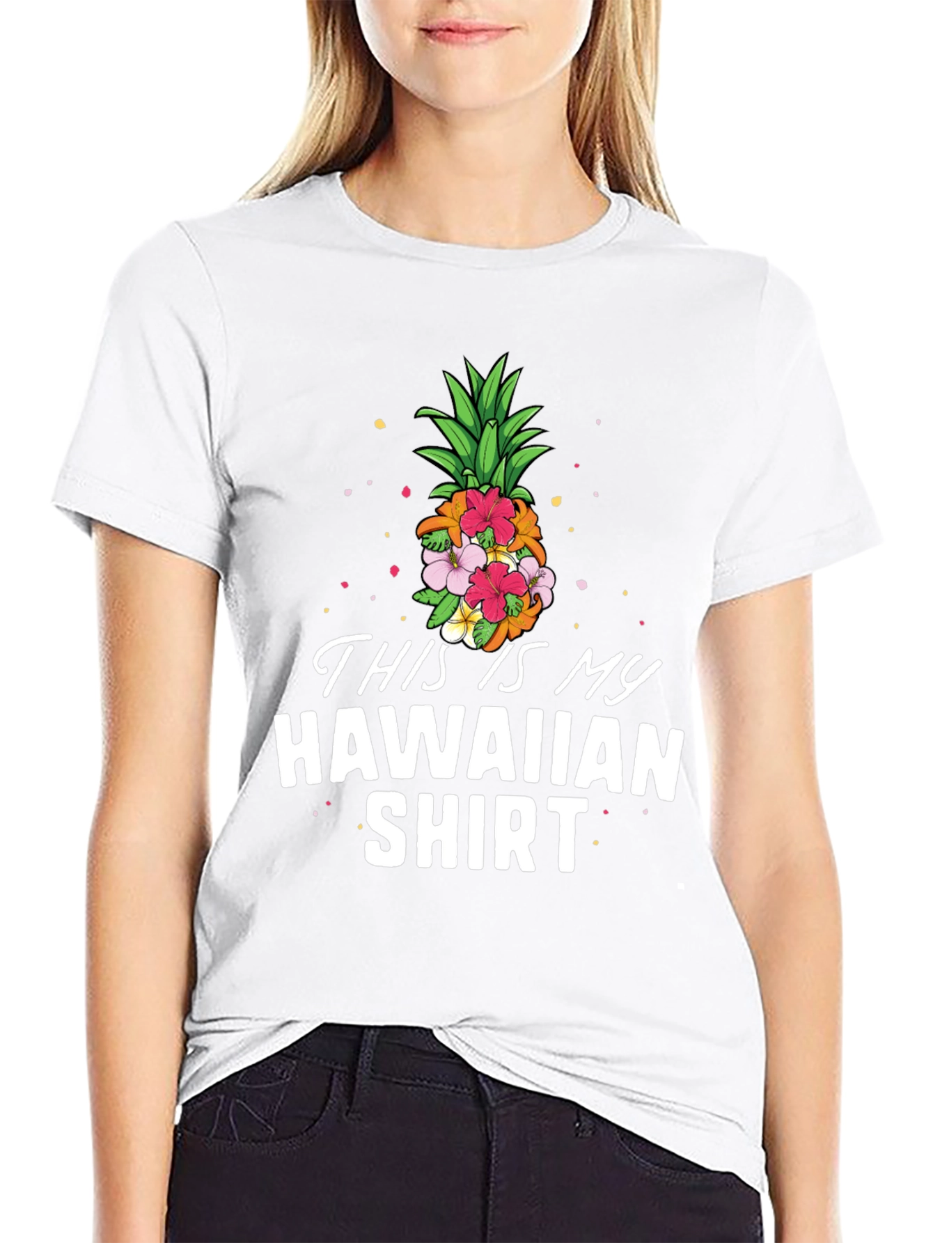 Black This Is My Hawaiian Shirt - Tropical Pineapple Tee view 9