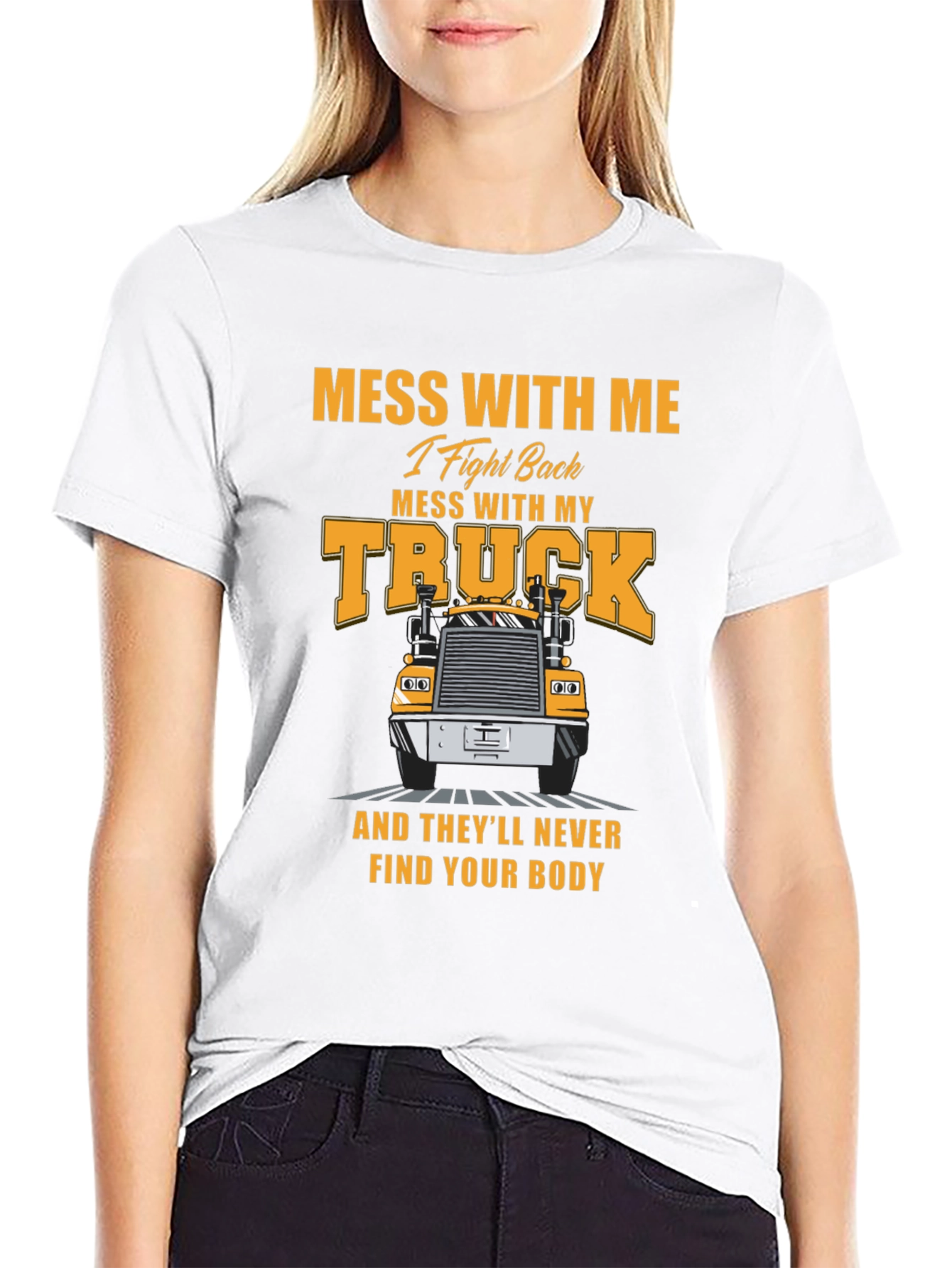 Black Trucker T-Shirt: Mess With My Truck view 9