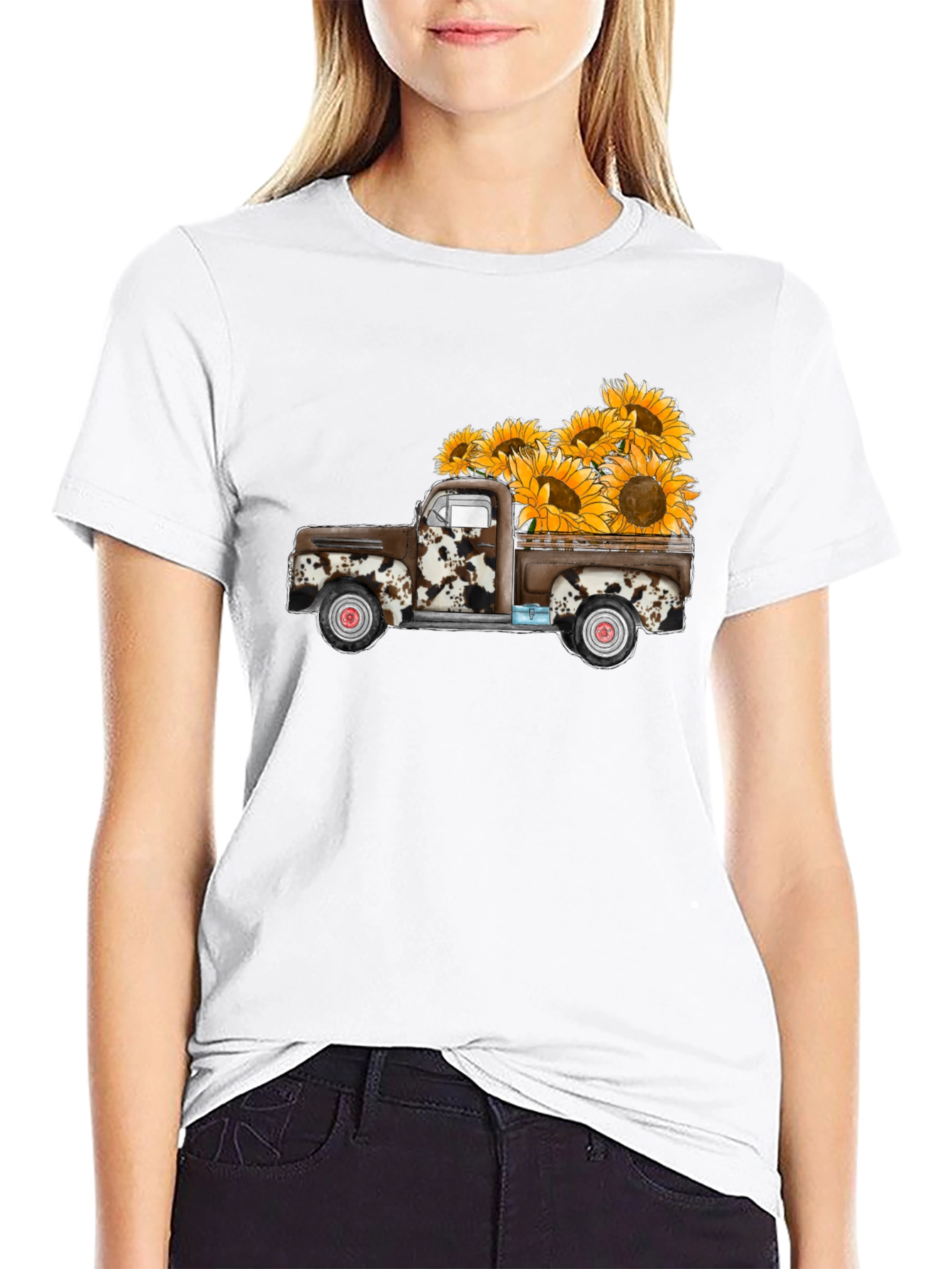 Black Sunflower Truck Graphic Tee - Casual Comfort view 9