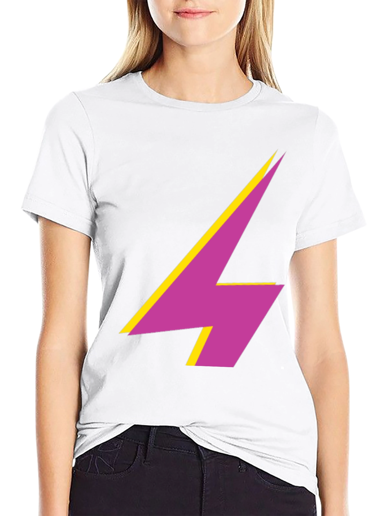 Black Bold Lightning Bolt Graphic Tee - Modern Style view 9