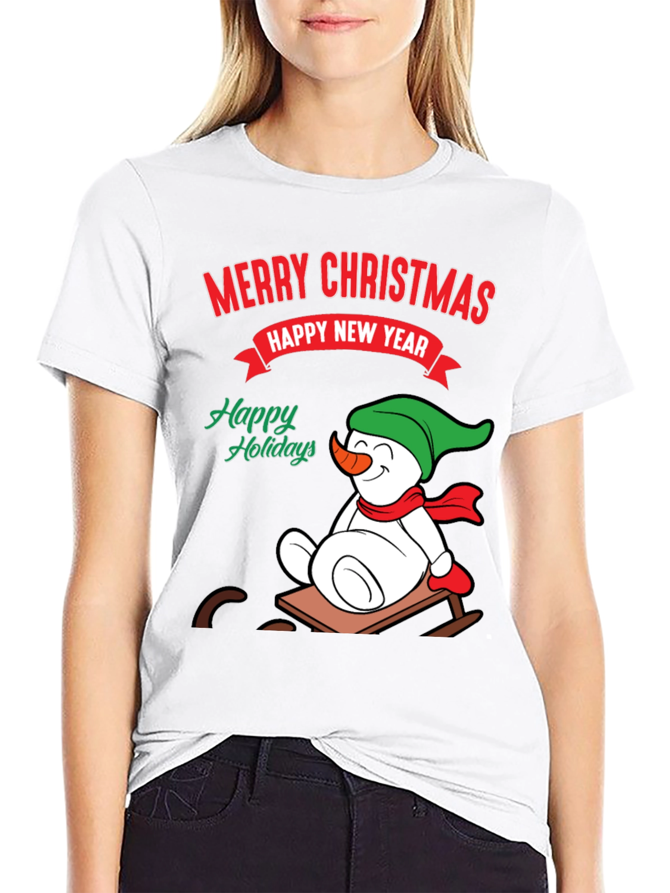 Black Festive Holiday T-Shirt: Merry Christmas & Happy New Year view 9