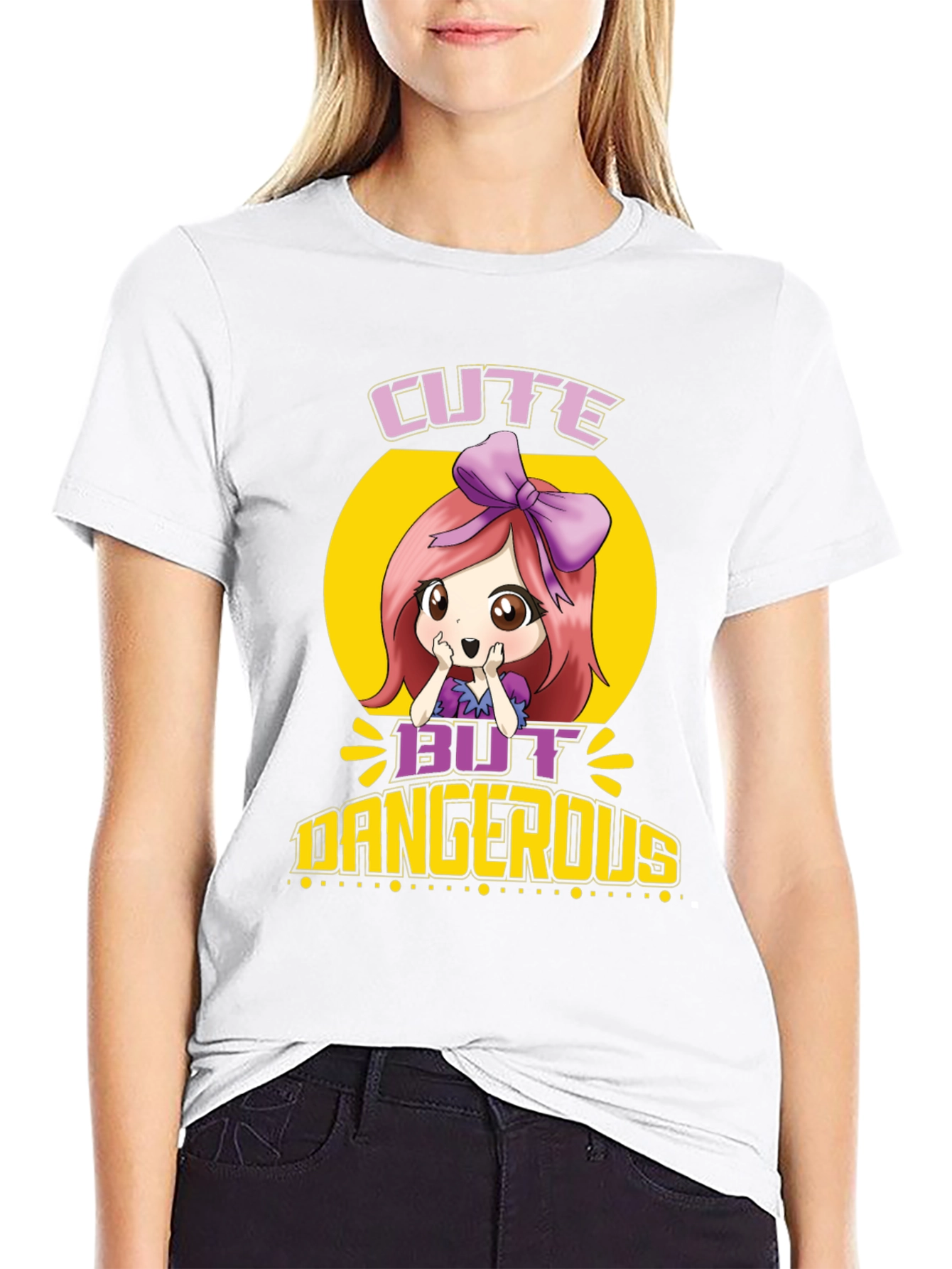 Black Cute But Dangerous Anime T-Shirt view 9