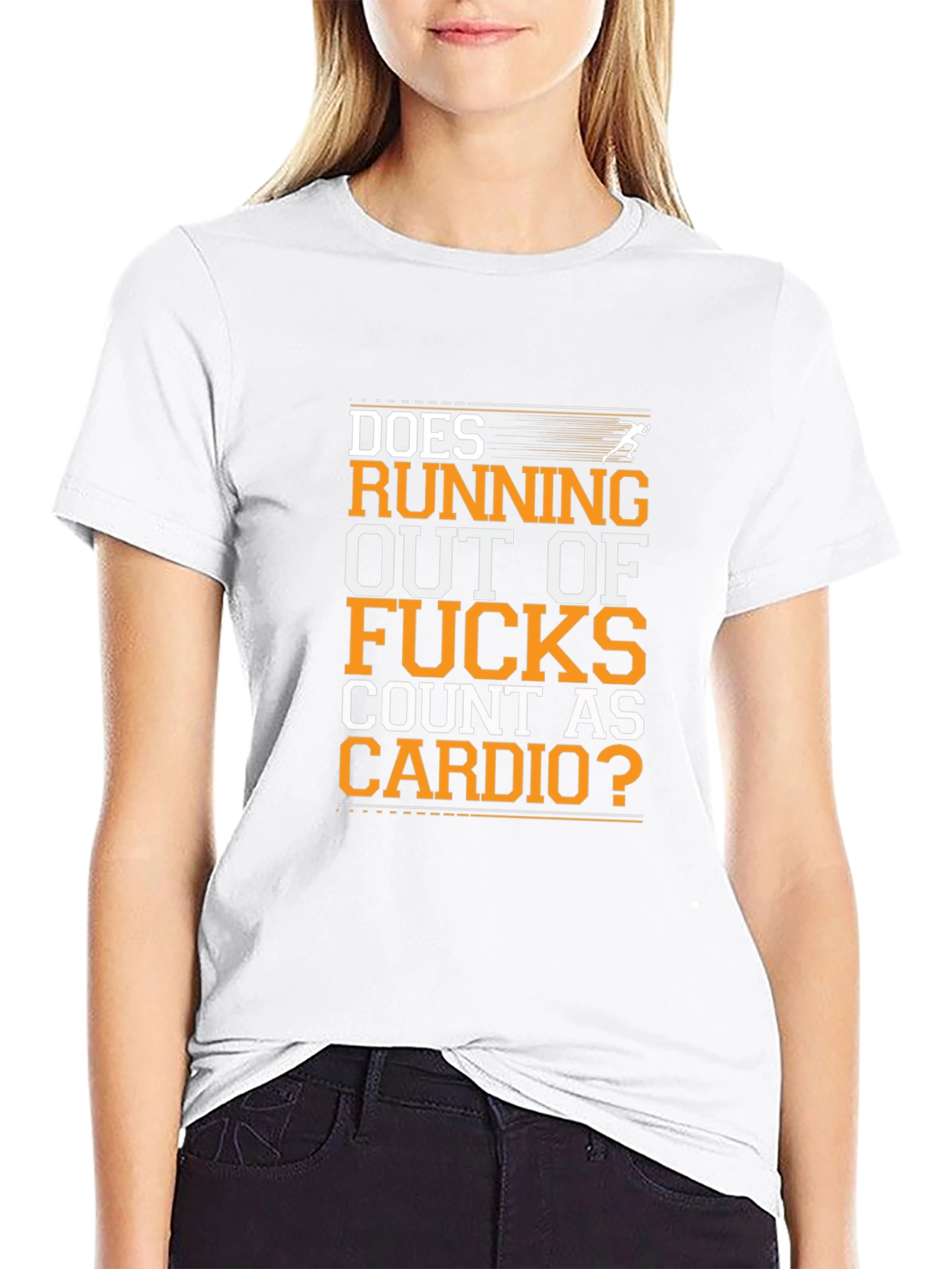 Black Funny Cardio Workout T-Shirt - Running Out Of F*cks view 9